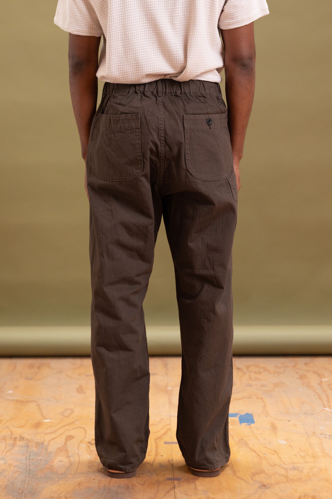 WIDE FIT FRENCH WORK PANTS IN COFFEE BROWN