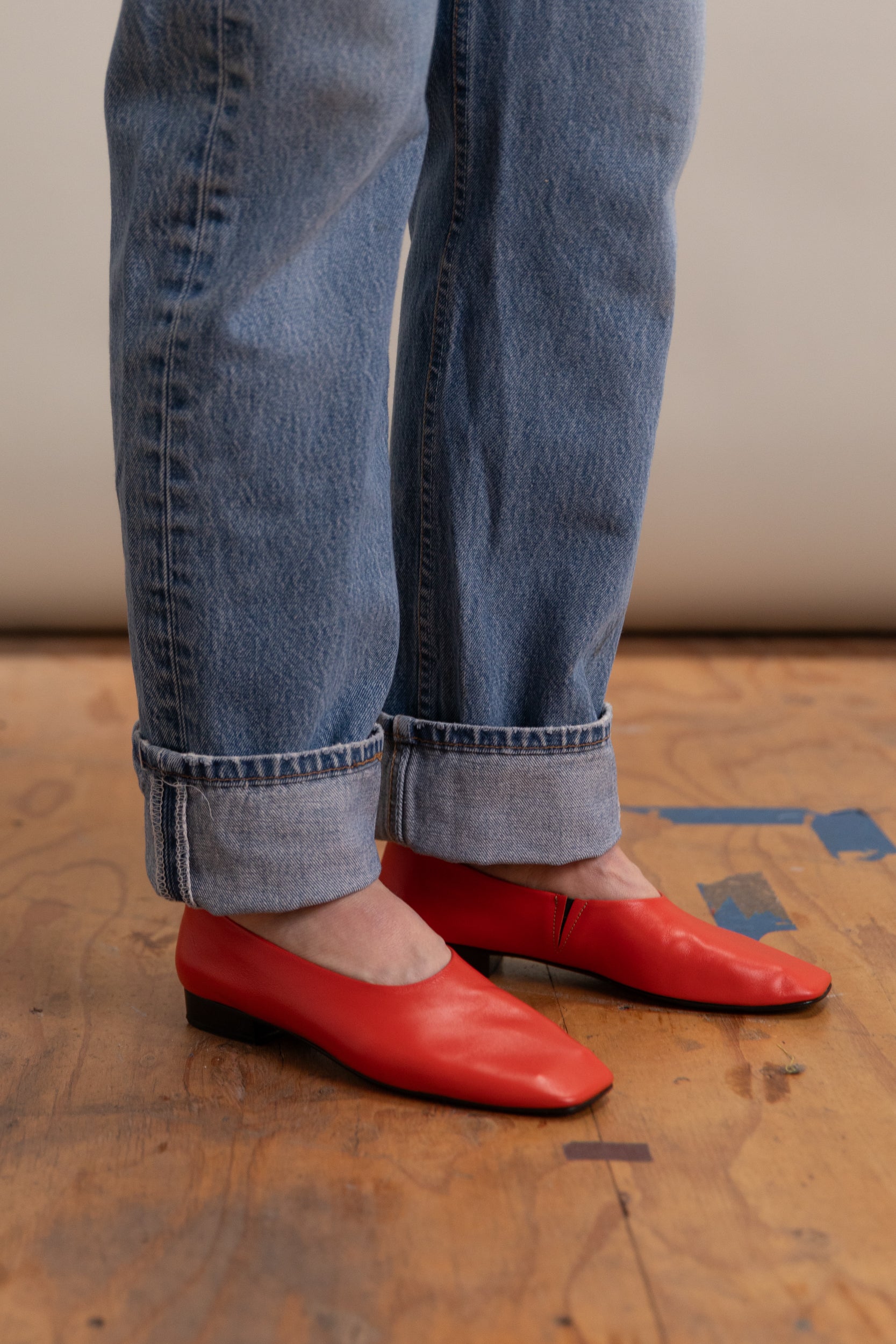 BARRAL FLAT IN ORANGE LEATHER