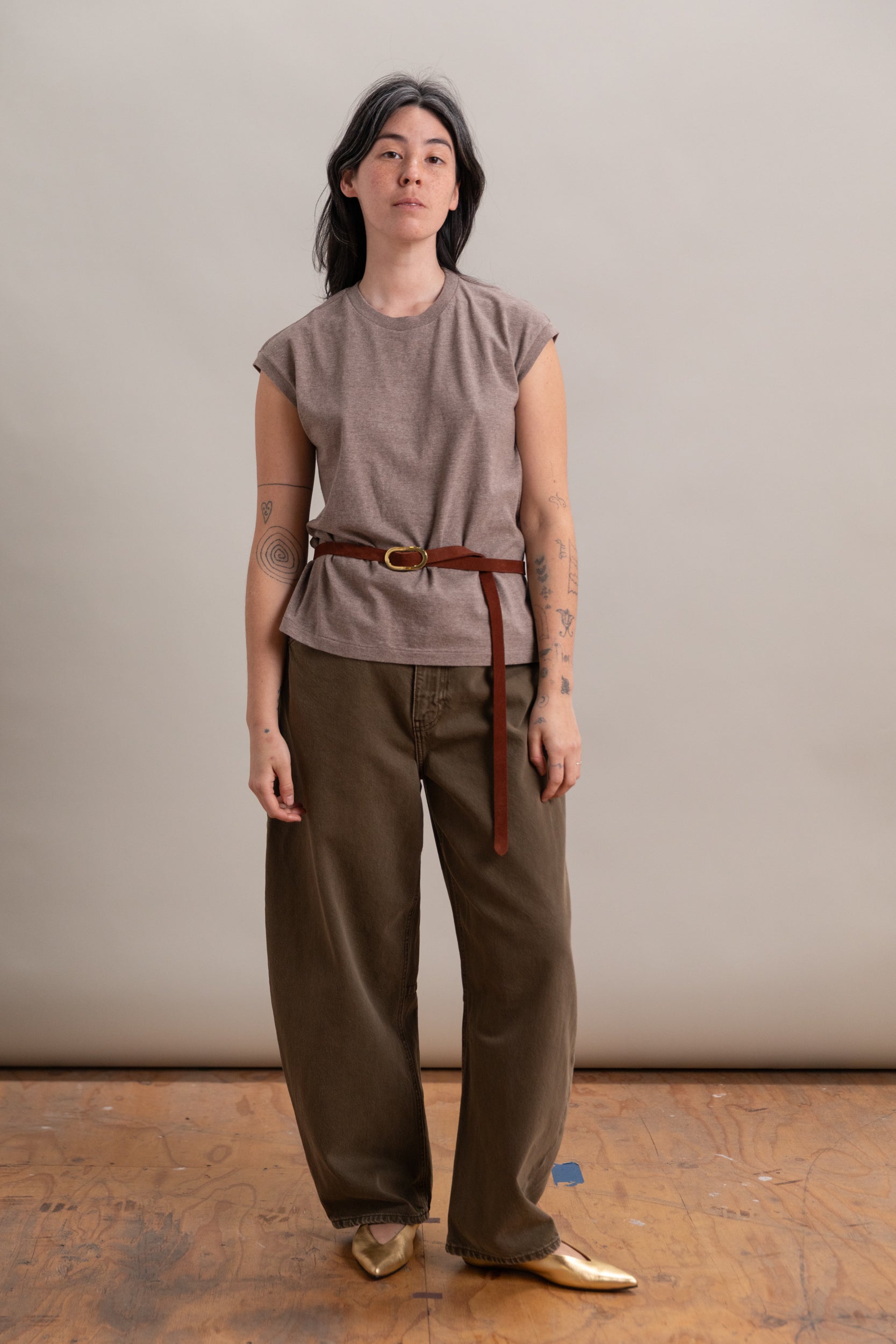 BRUNI BELT IN WHISKY RENOBUCK SUEDE