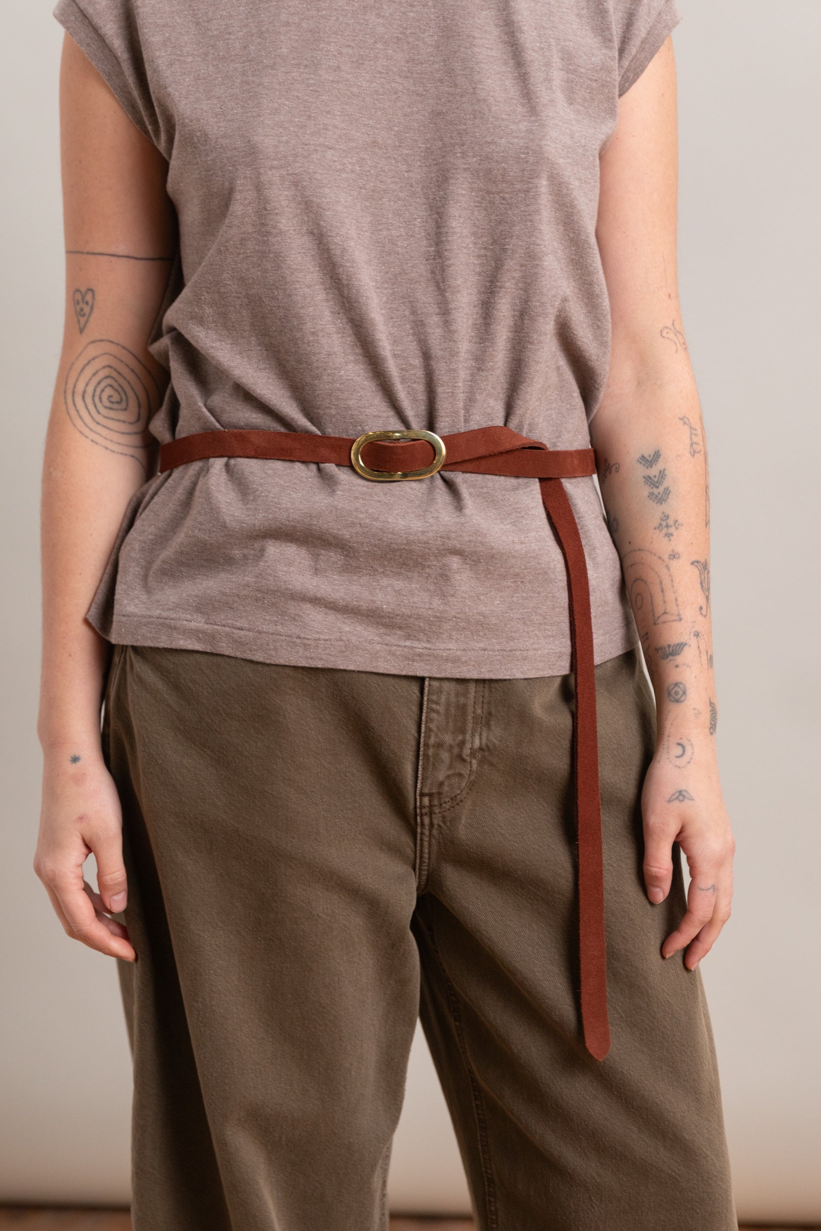 BRUNI BELT IN WHISKY RENOBUCK SUEDE