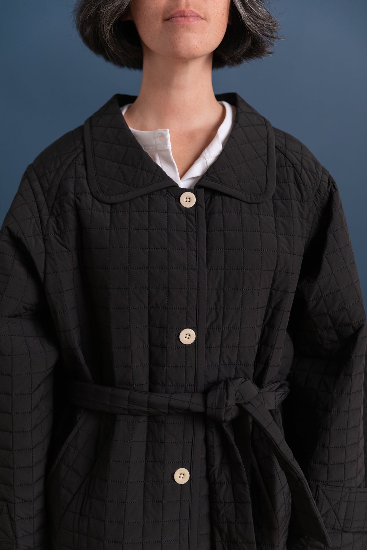 DAMA JACKET IN BLACK GEO PUFF