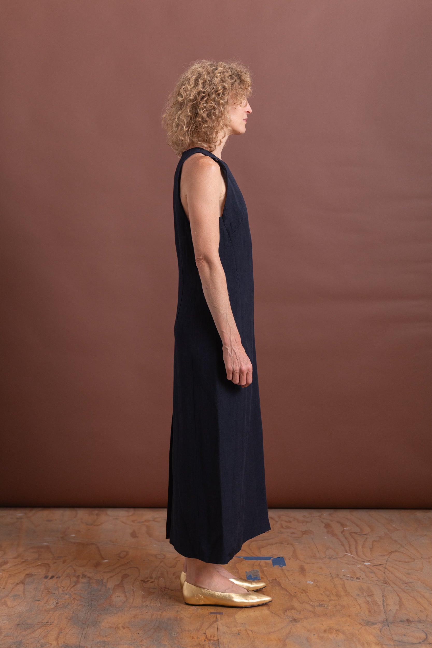 DAMON DRESS IN DEEP NAVY CRESPO