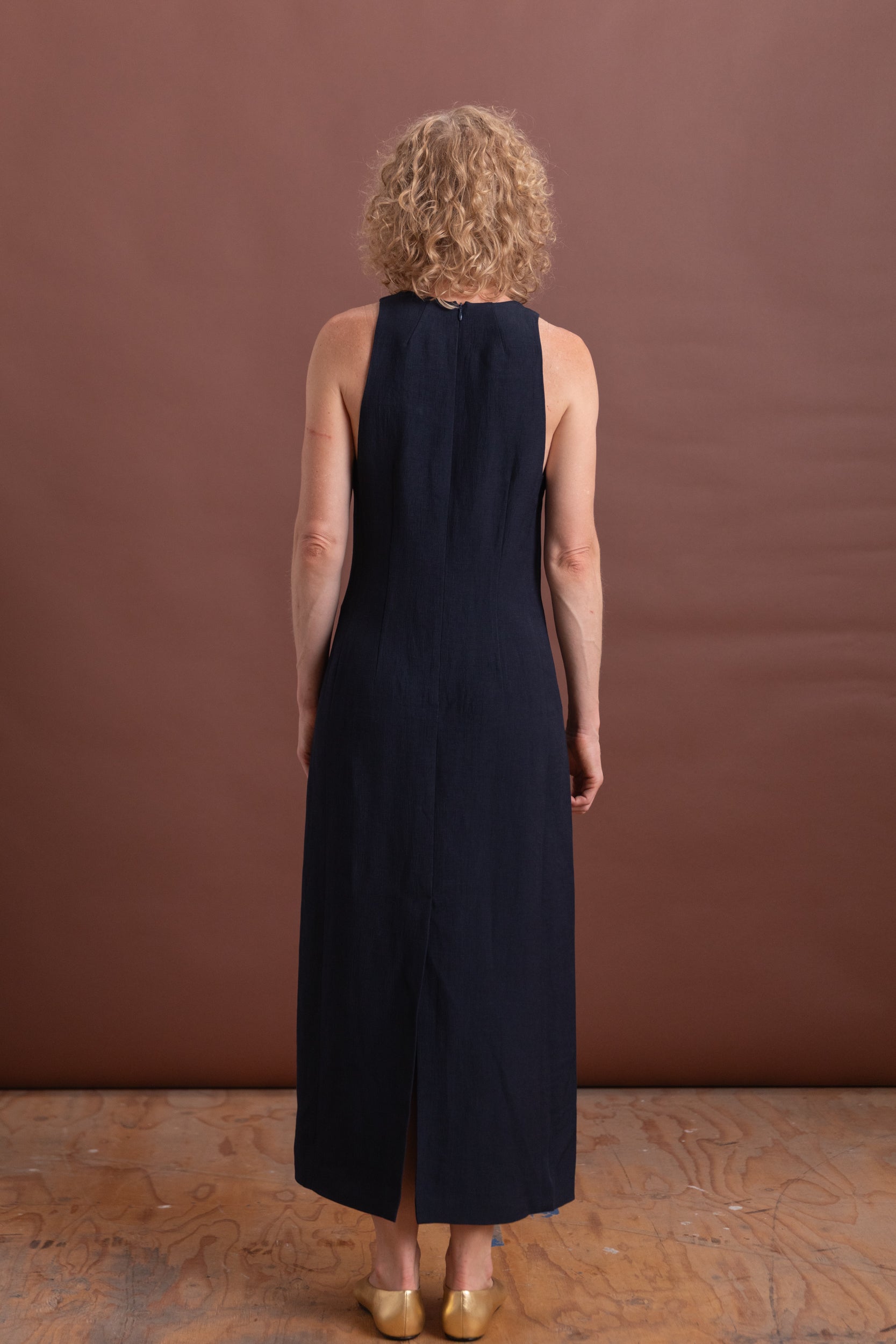 DAMON DRESS IN DEEP NAVY CRESPO