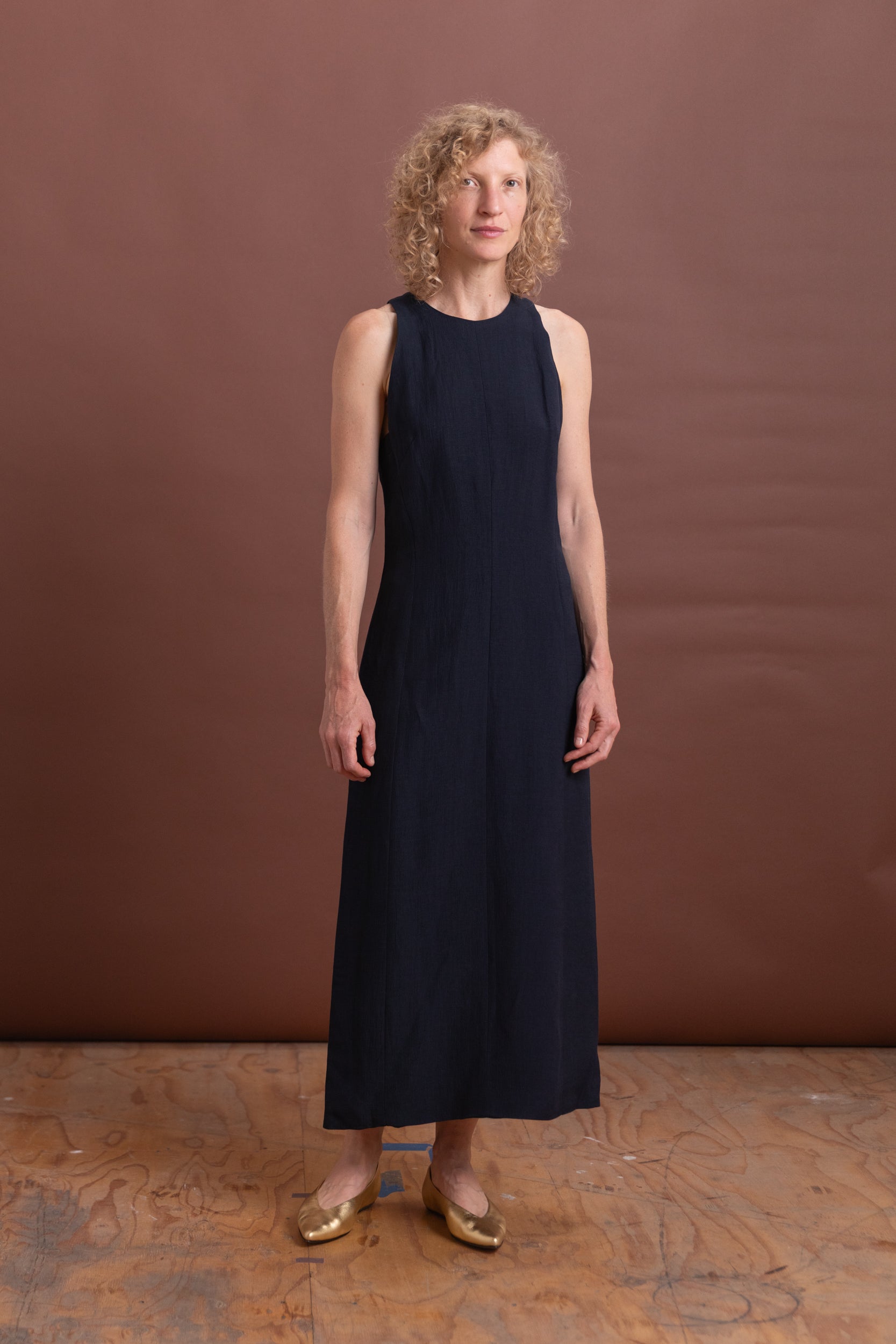 DAMON DRESS IN DEEP NAVY CRESPO