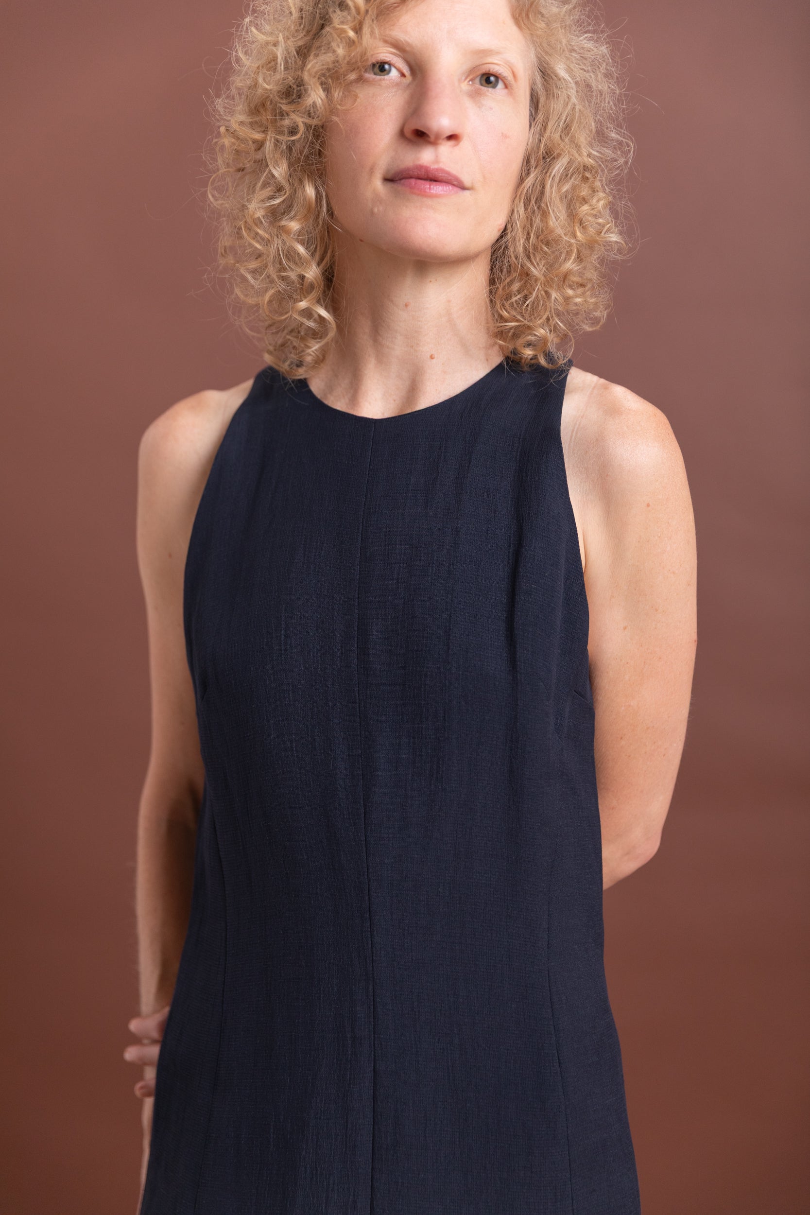 DAMON DRESS IN DEEP NAVY CRESPO