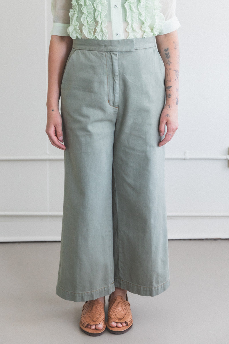GAGE PANT IN SAGE OVERDYED DENIM