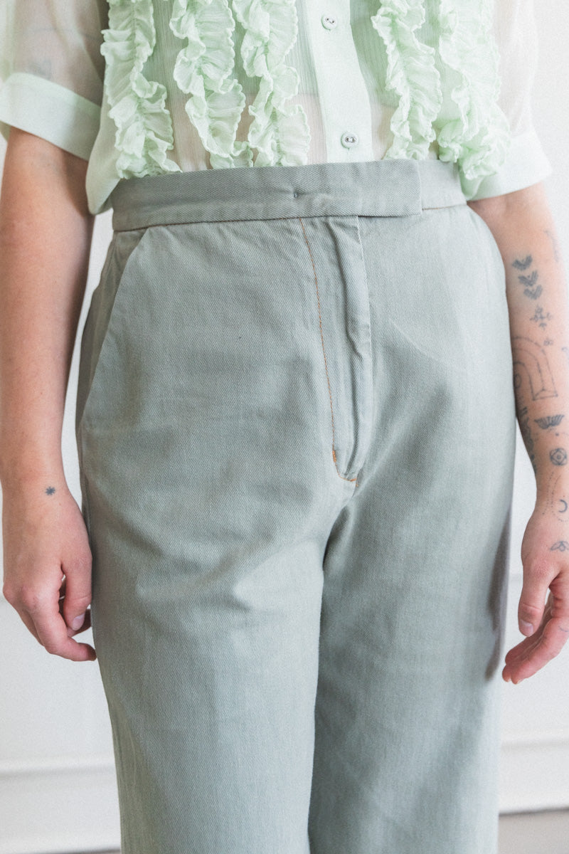 GAGE PANT IN SAGE OVERDYED DENIM