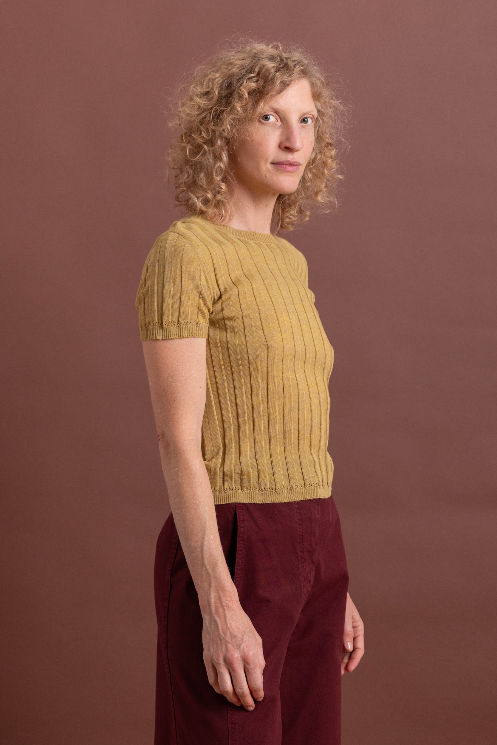 KEERE TOP IN MUSTARD FINE BAMBOO