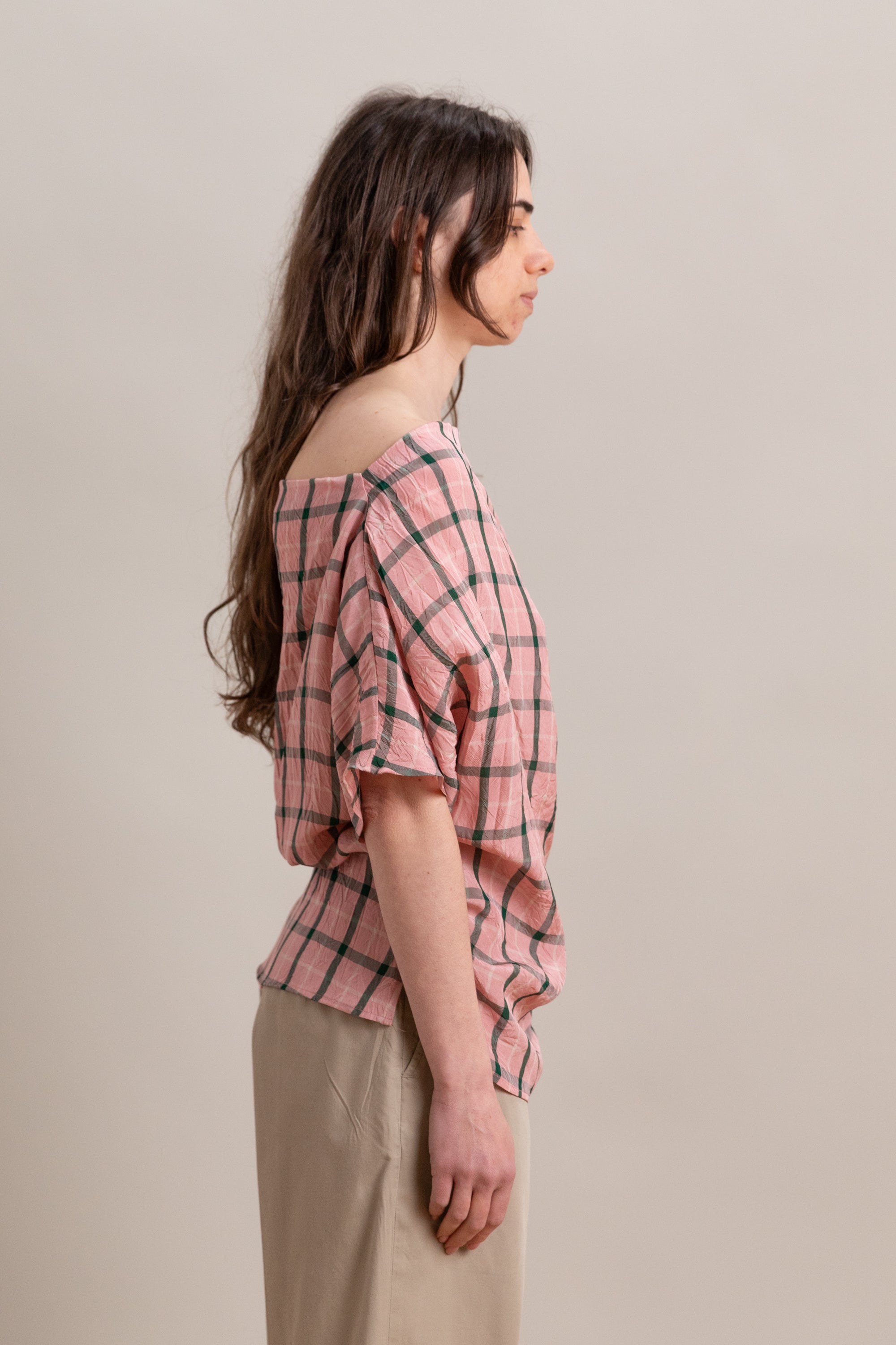MATA TOP IN PINK ARROTINO PLAID