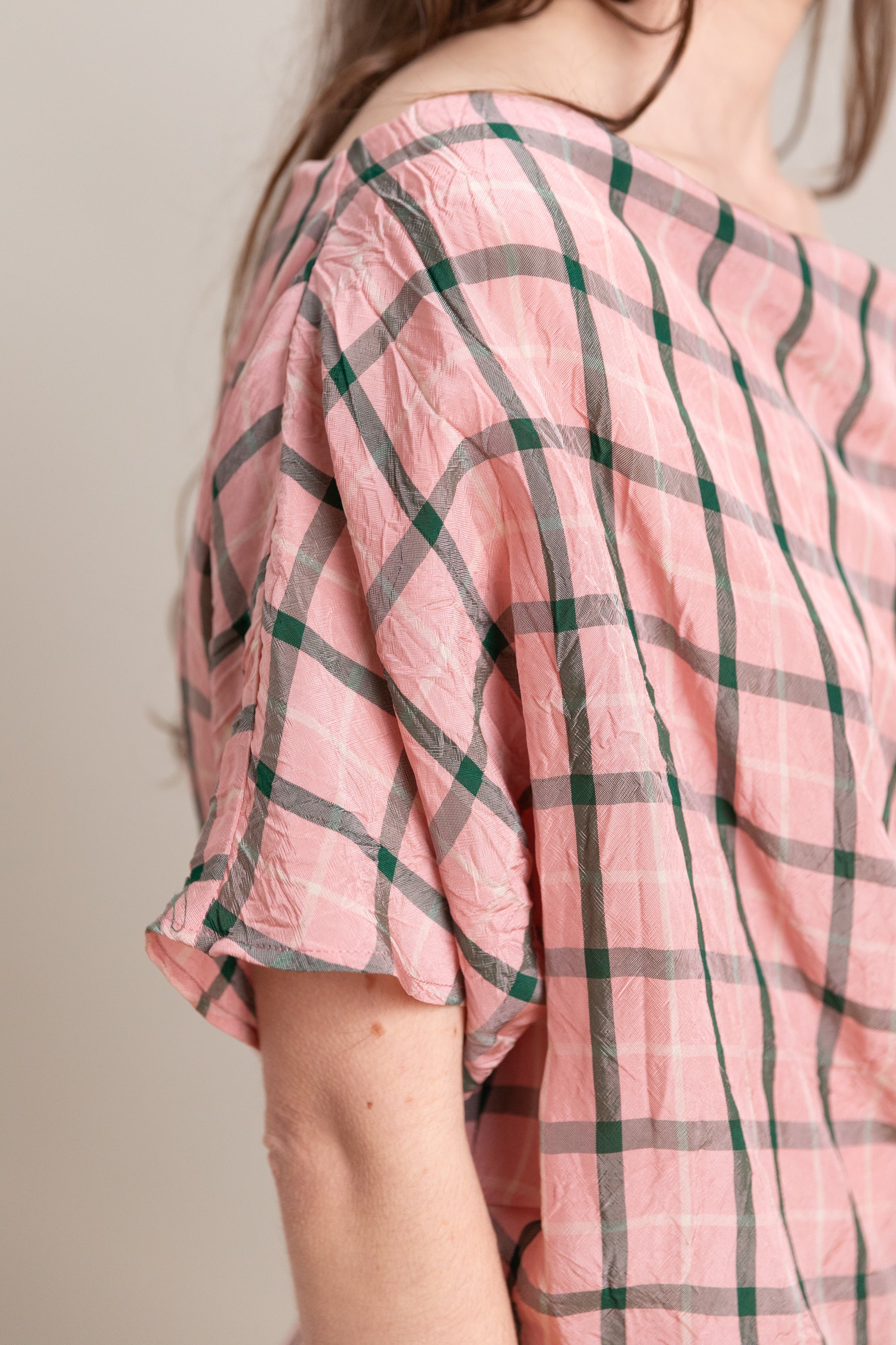 MATA TOP IN PINK ARROTINO PLAID