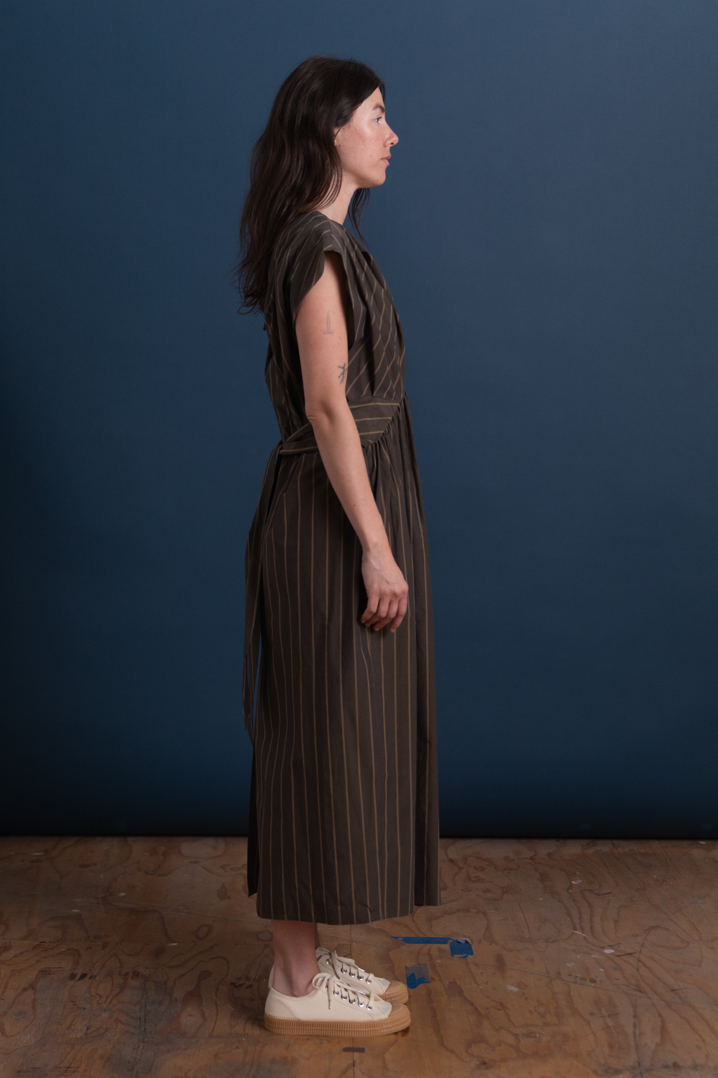 NARRAMORE DRESS IN BROWN WAVERLY STRIPE