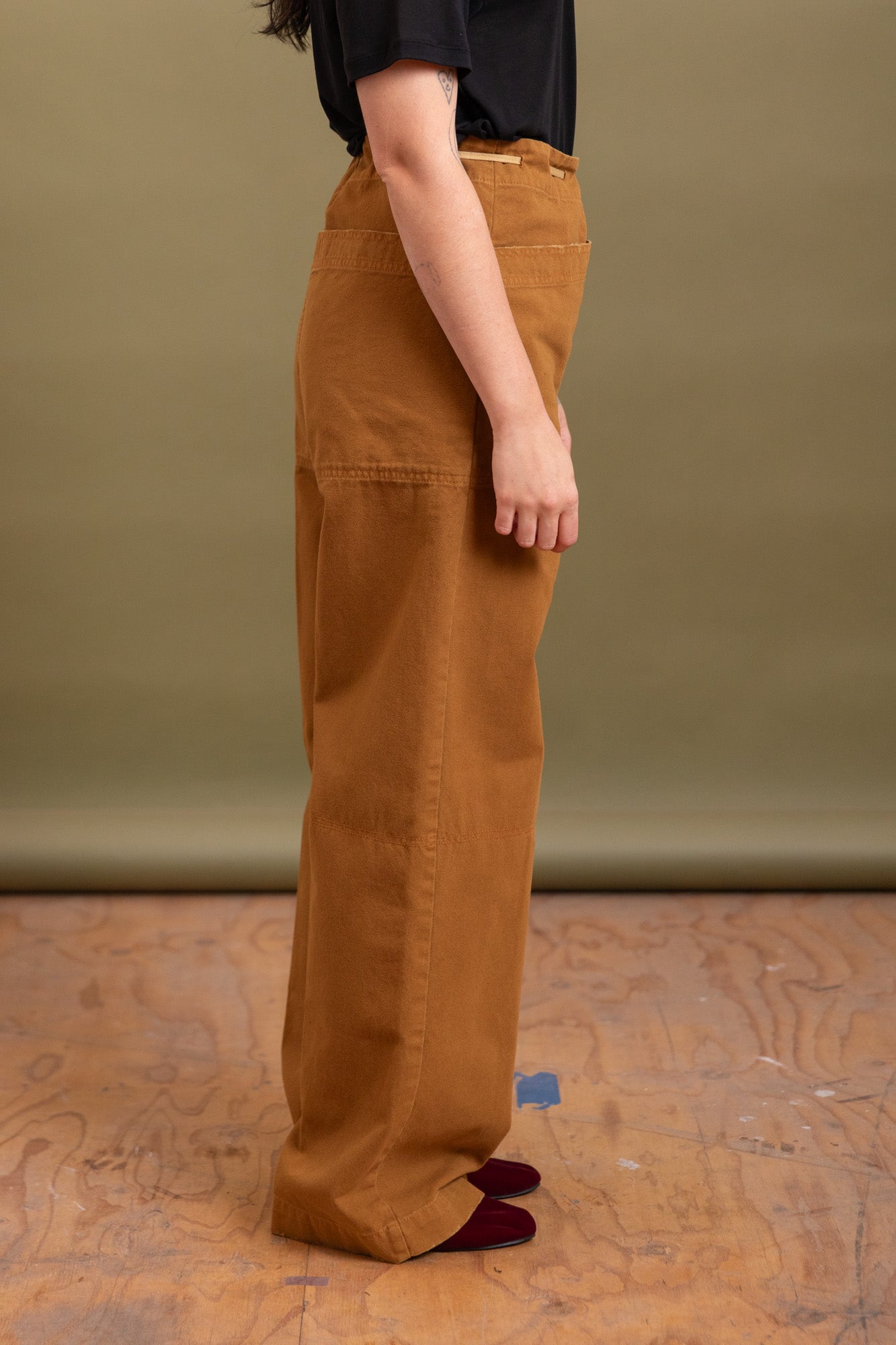 SESSAN PANT IN GOLD COTTON CANVAS