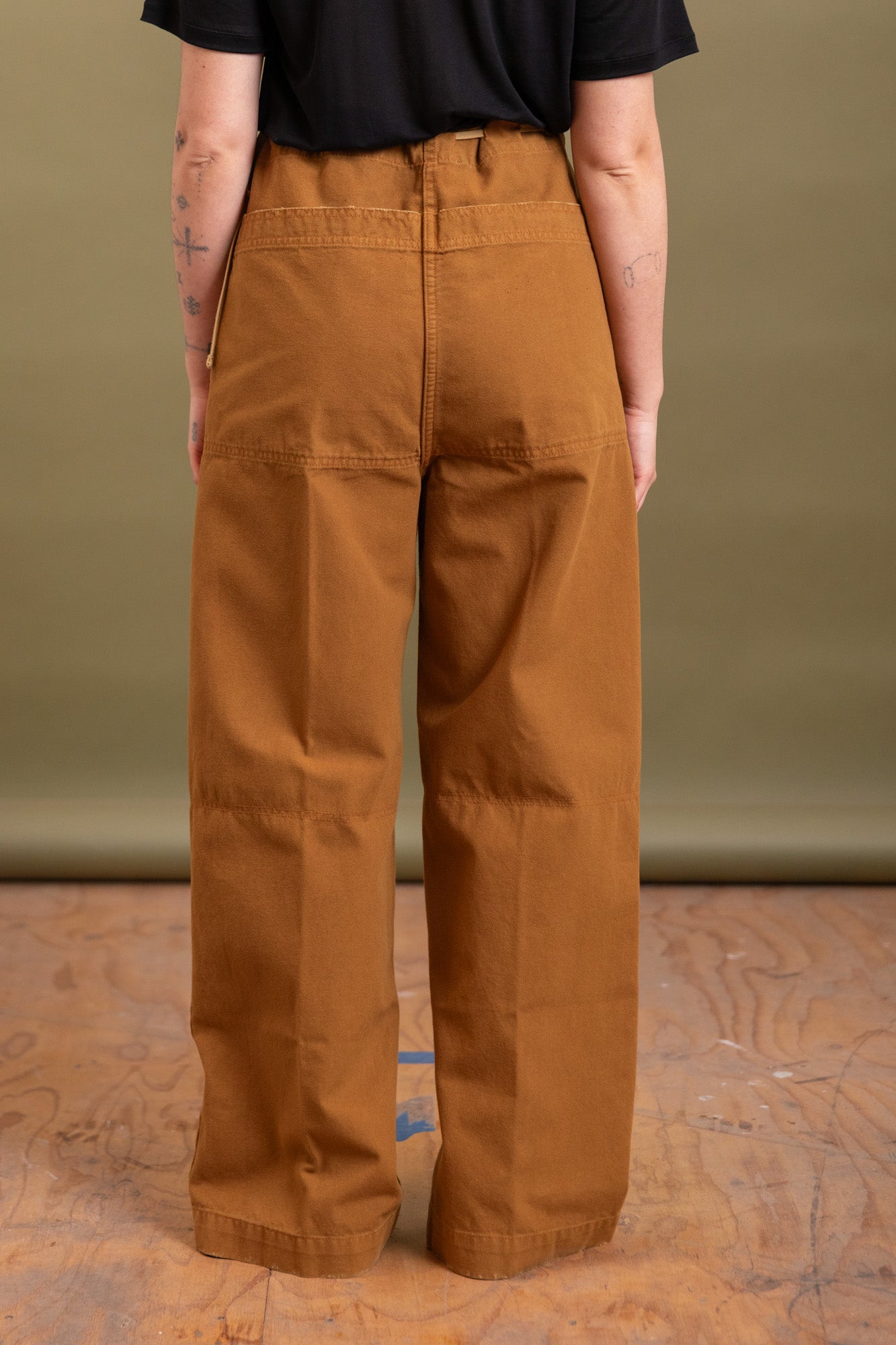 SESSAN PANT IN GOLD COTTON CANVAS