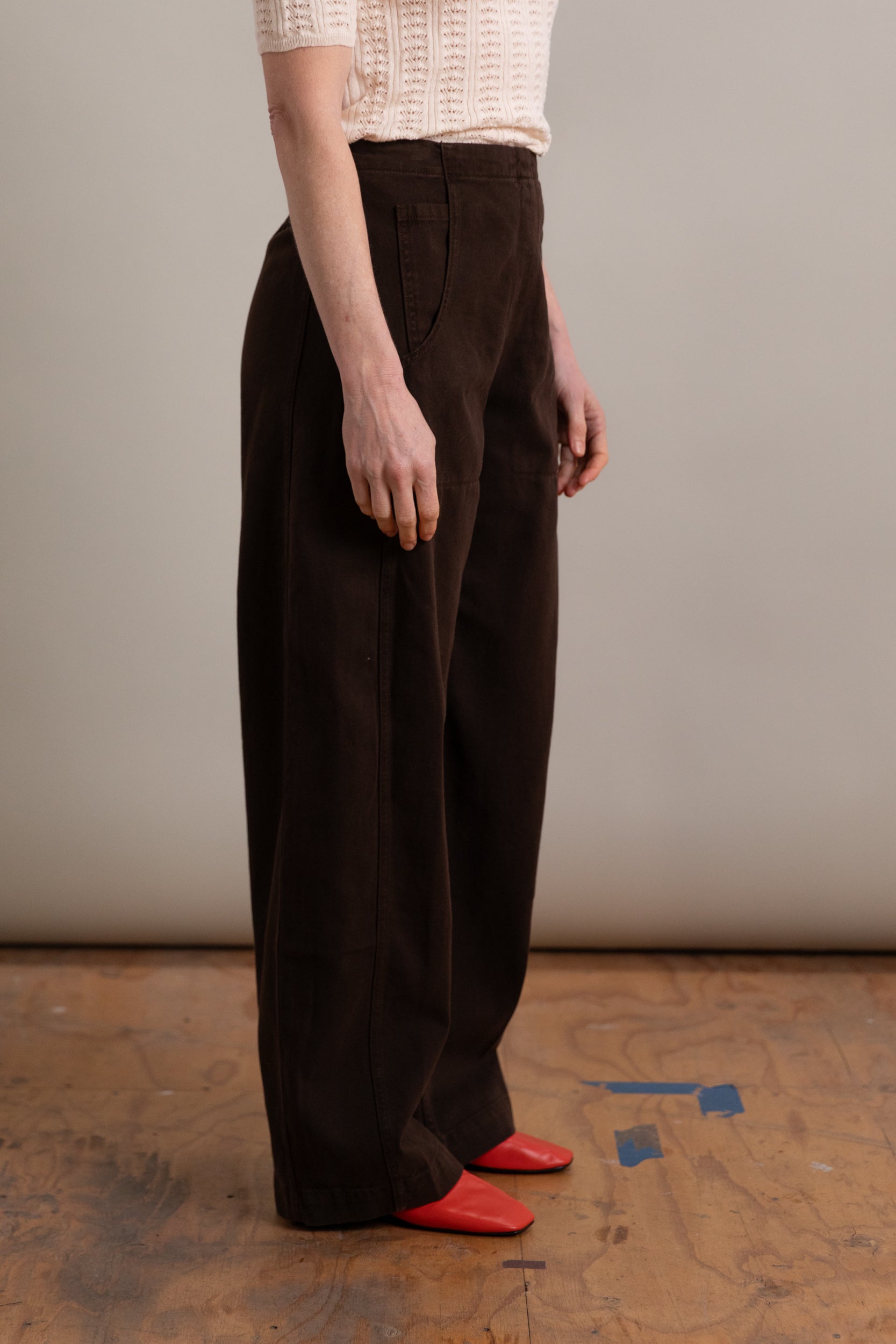 TANY PANT IN CHOCOLATE BRUSHED BULL DENIM