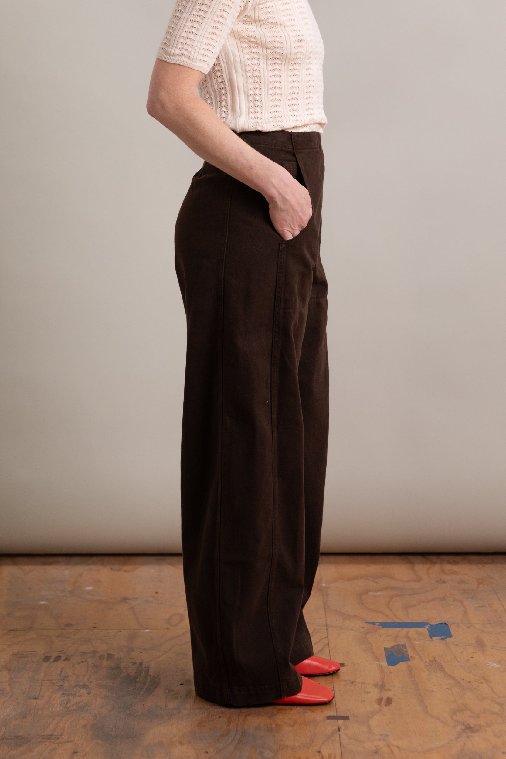 TANY PANT IN CHOCOLATE BRUSHED BULL DENIM