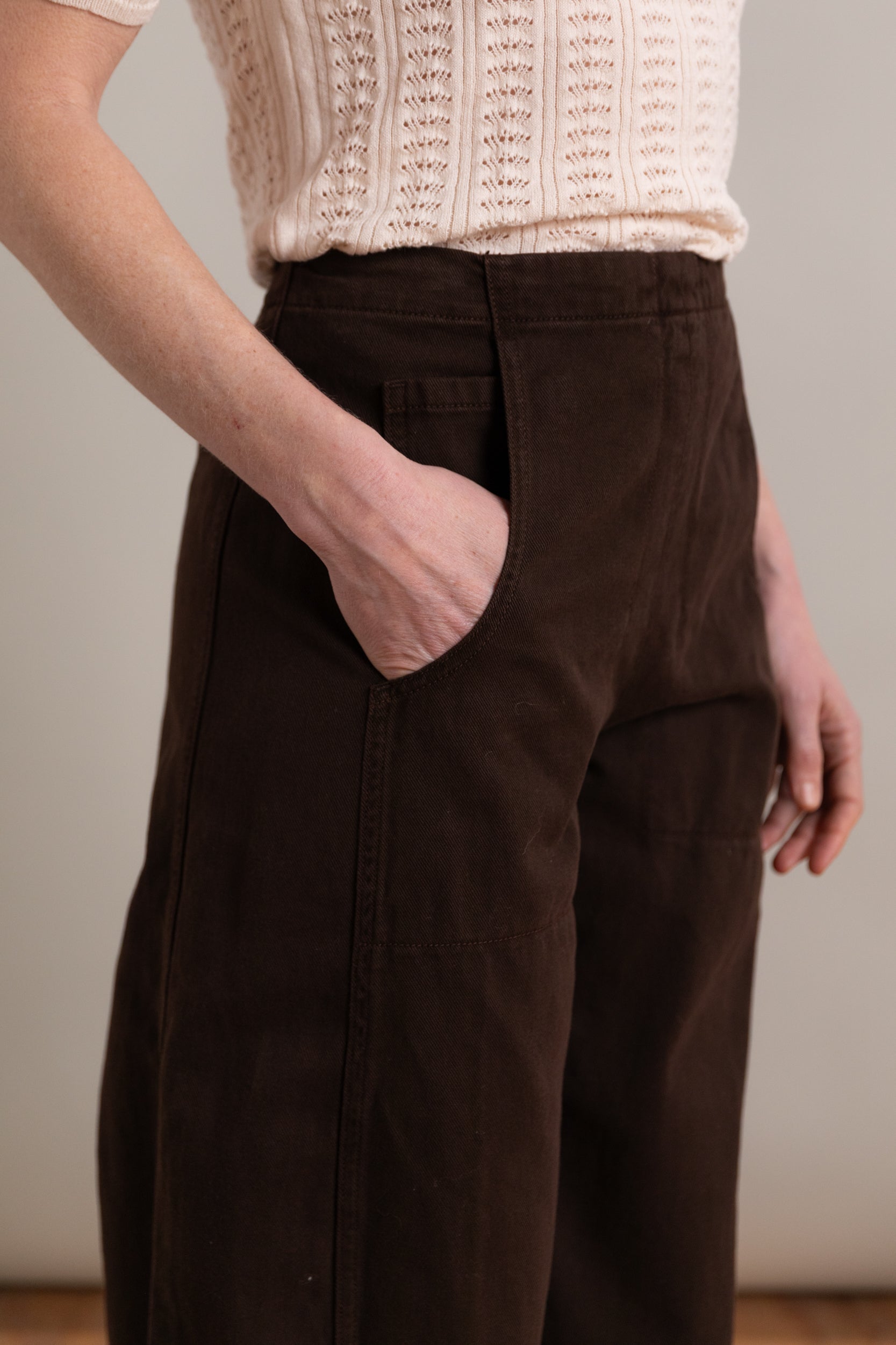 TANY PANT IN CHOCOLATE BRUSHED BULL DENIM