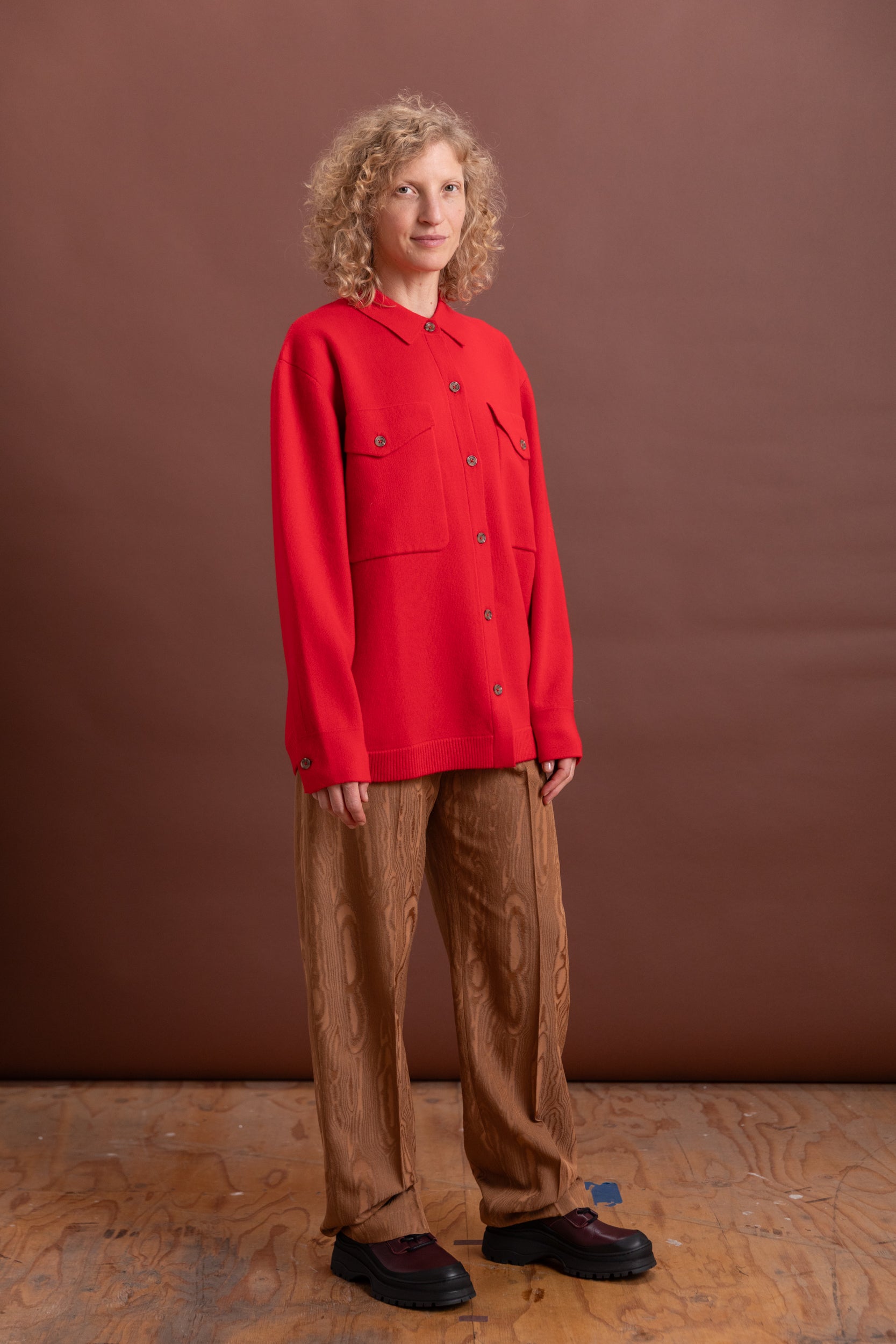WILLANS JACKET IN RED FELT CASHMERE KNIT