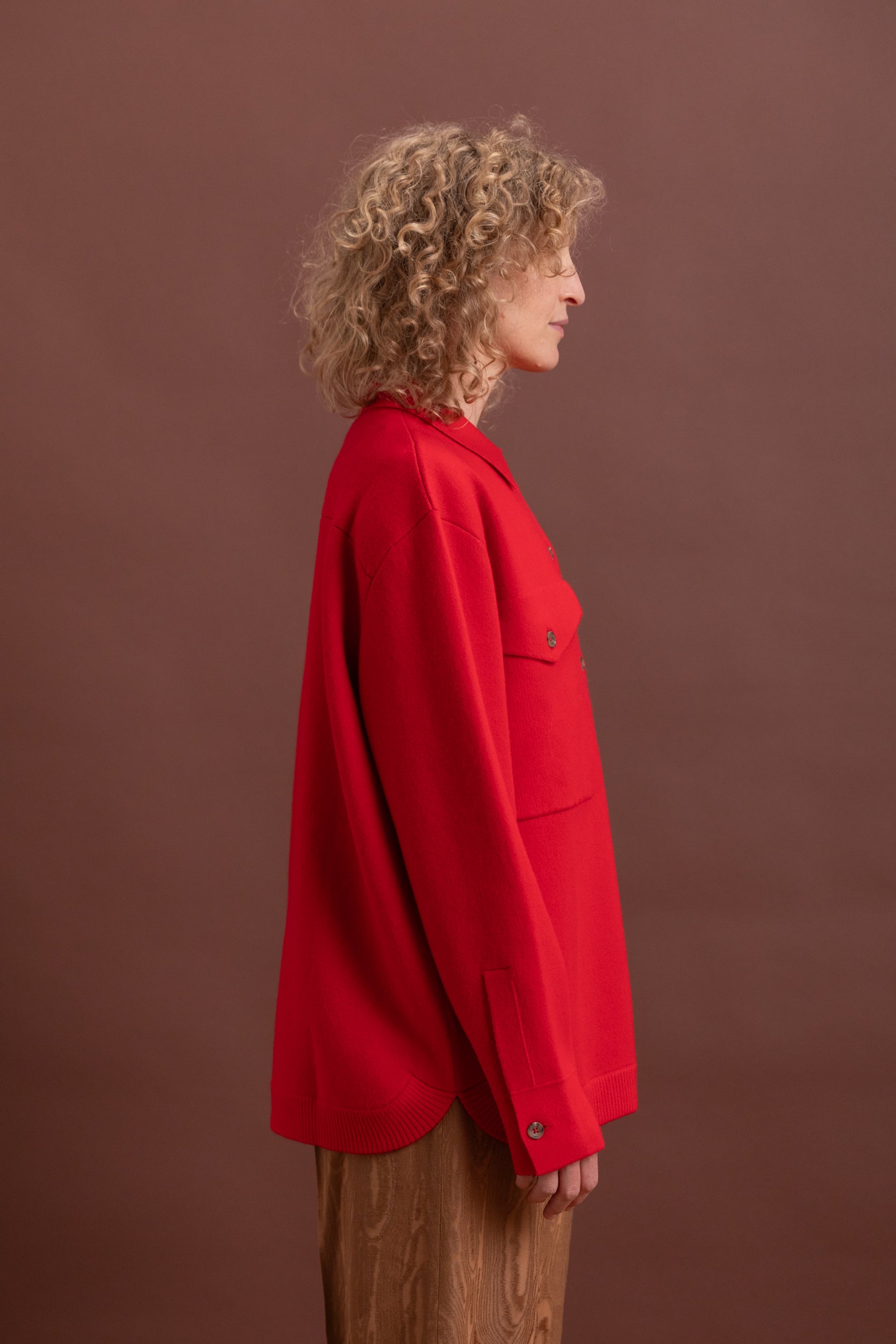 WILLANS JACKET IN RED FELT CASHMERE KNIT