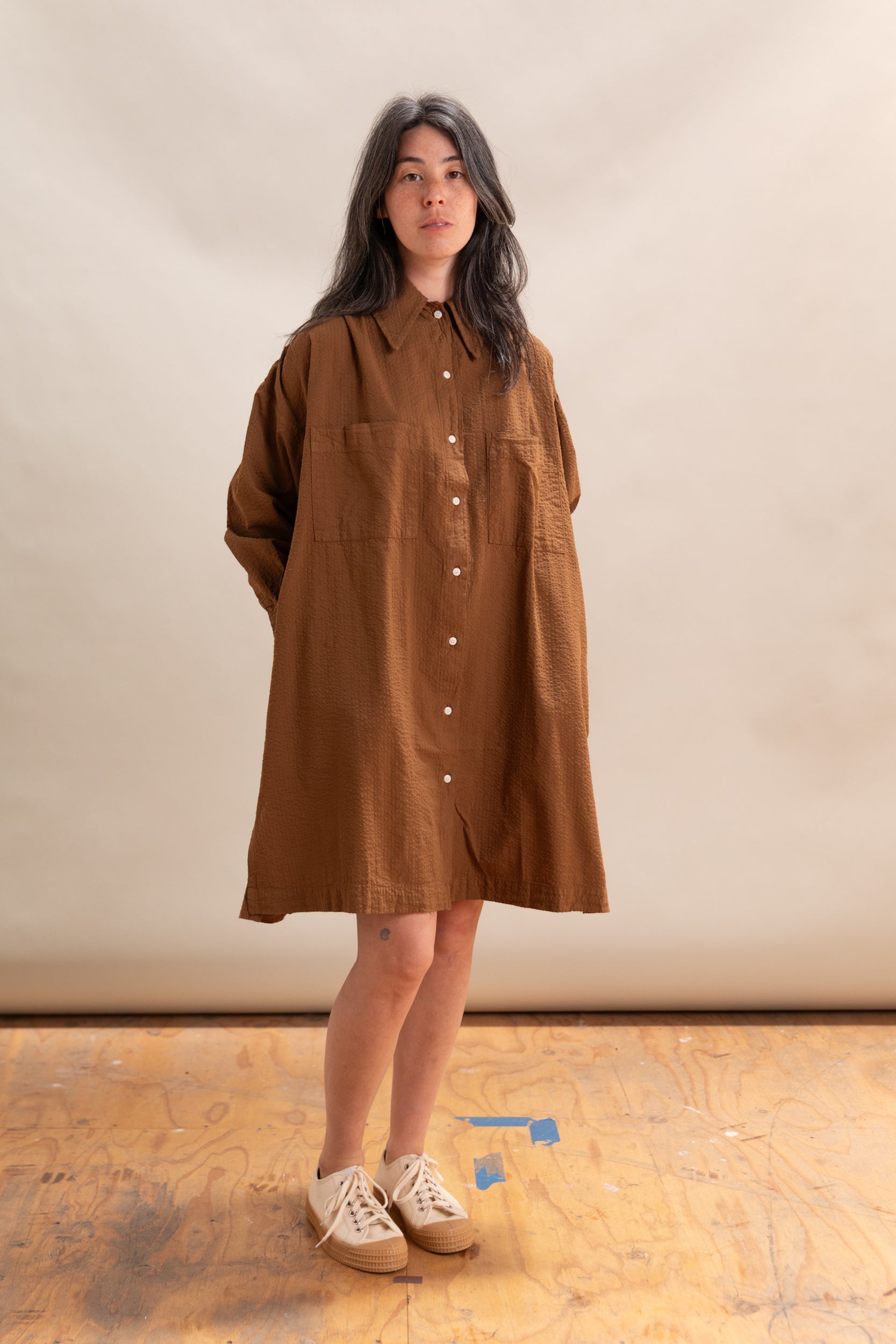 TALIA MINI DRESS IS DACHSHUND SEERSUCKER