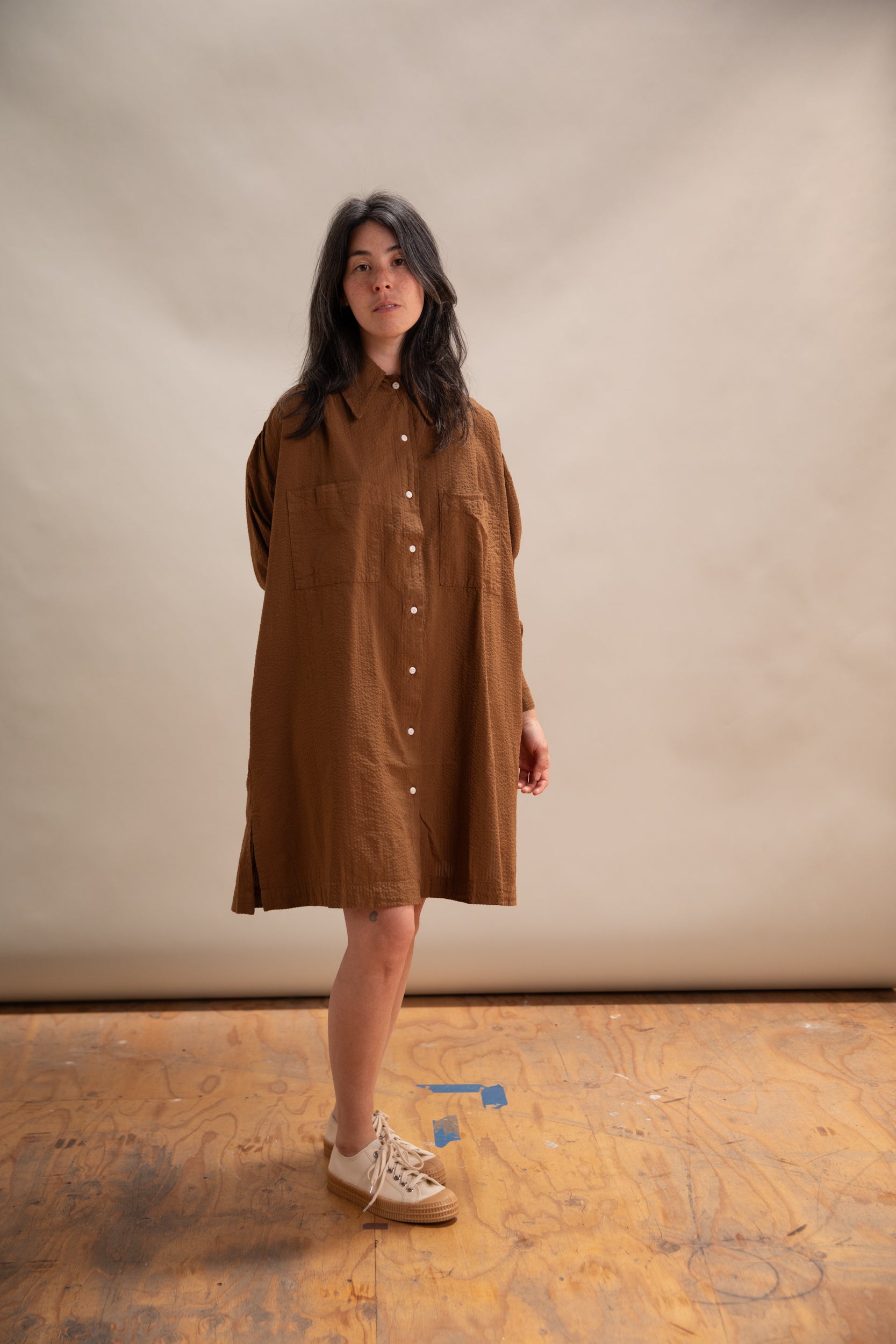 TALIA MINI DRESS IS DACHSHUND SEERSUCKER