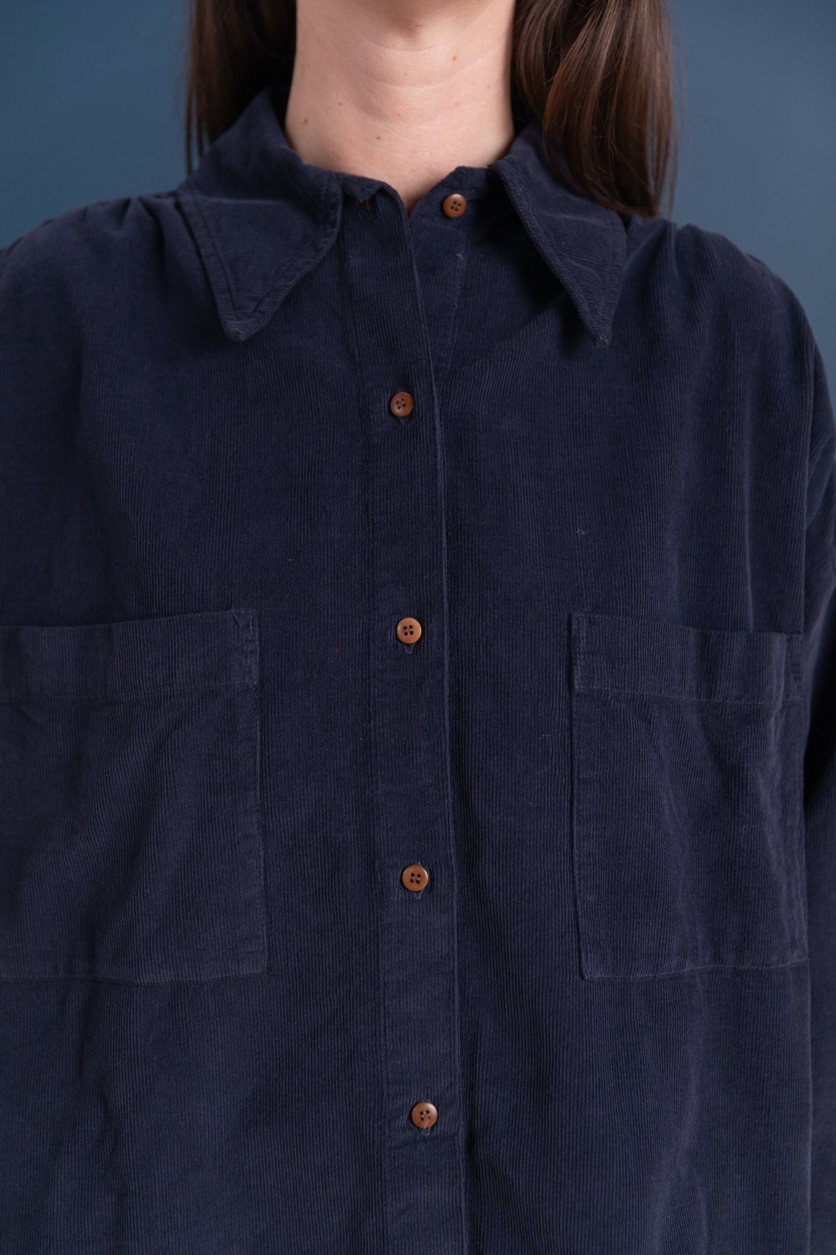 TALIA SHIRT IN NAVY CORD