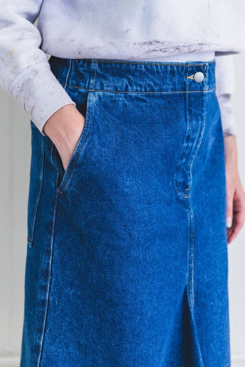 PRETO DENIM SKIRT IN INDIGO WASH