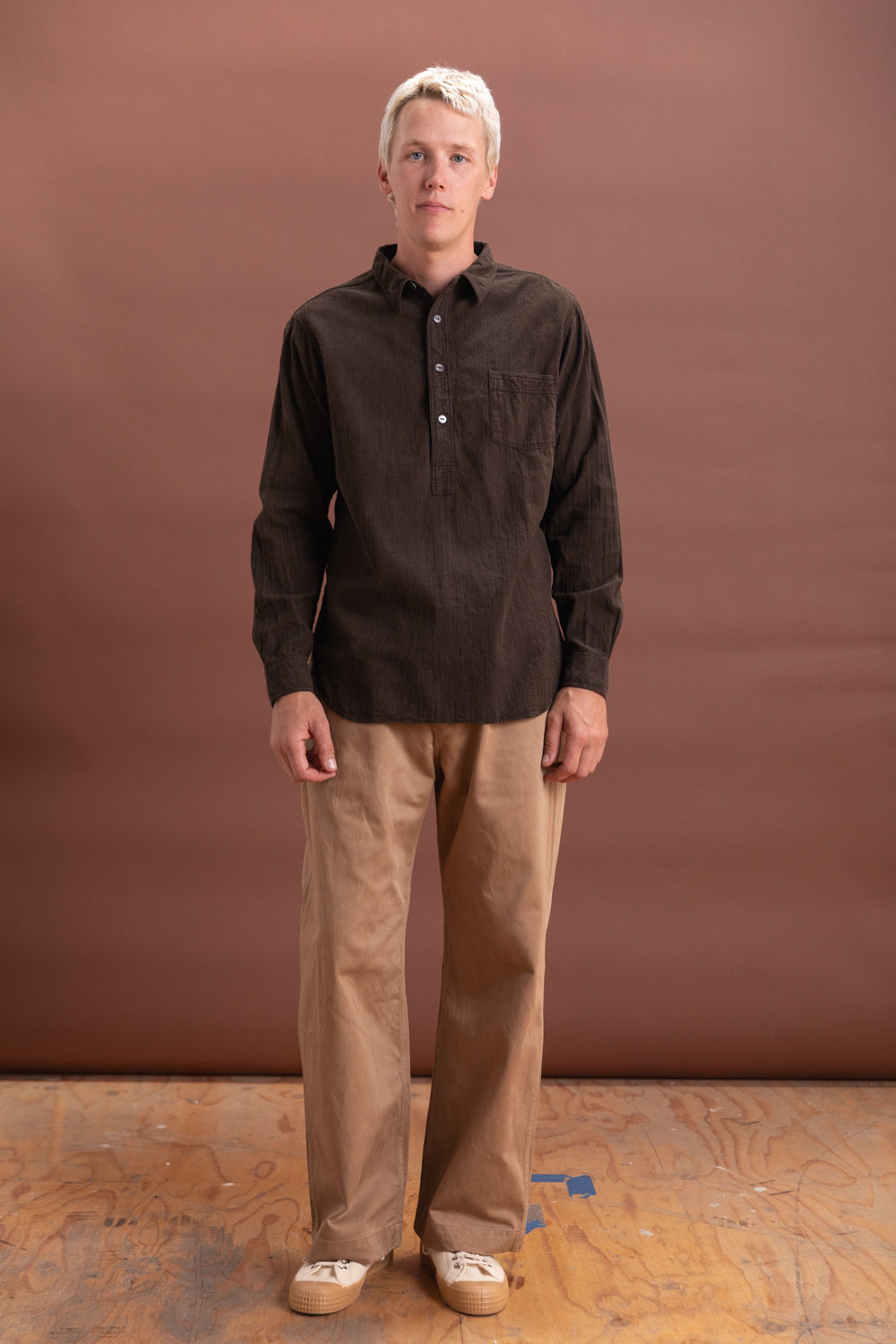 LOT 103 WORK SHIRT IN MUD DYED BROWN