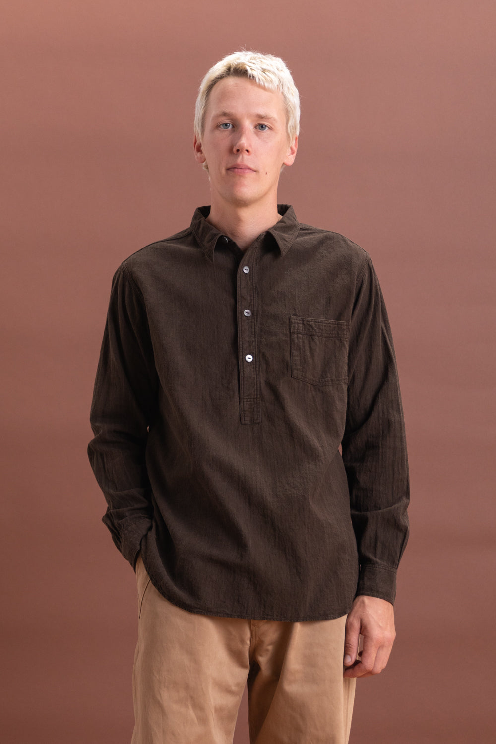 LOT 103 WORK SHIRT IN MUD DYED BROWN