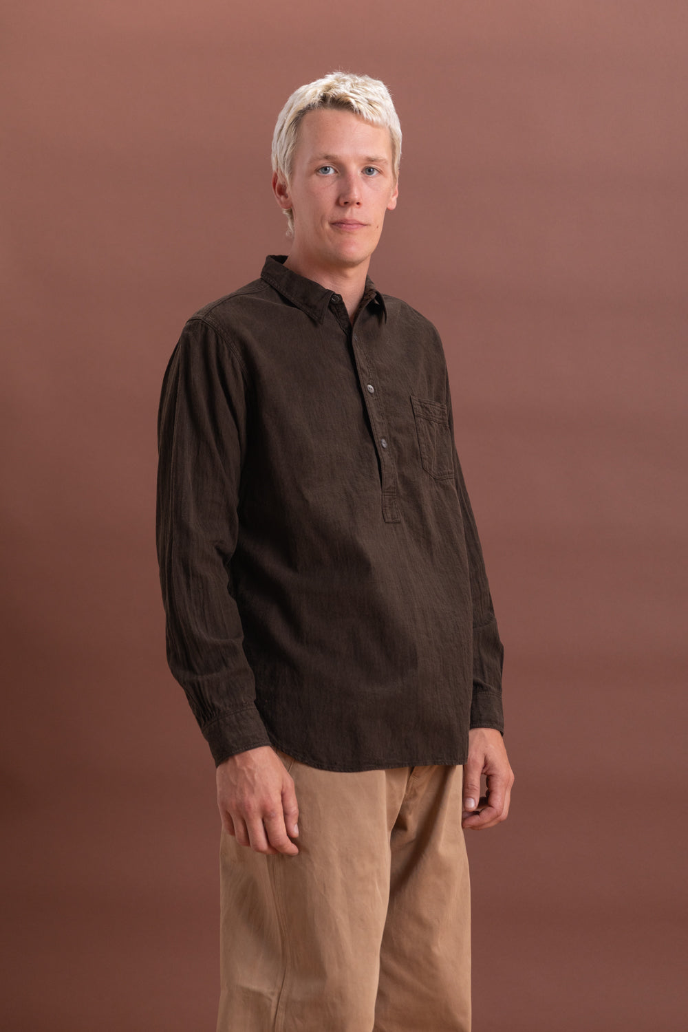 LOT 103 WORK SHIRT IN MUD DYED BROWN