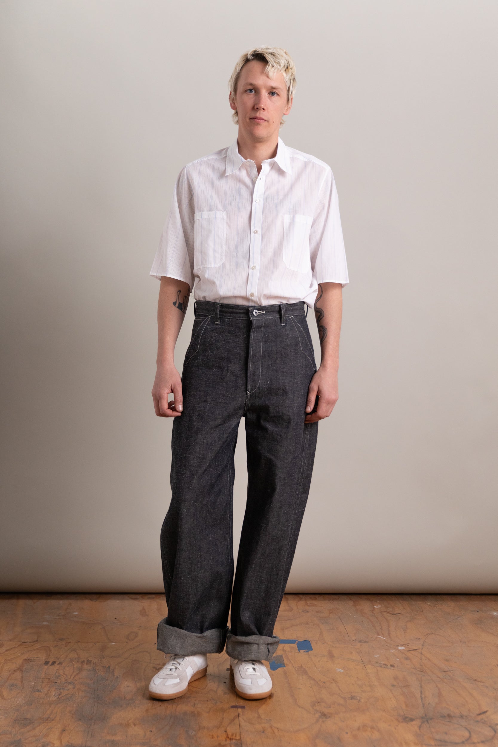 LOT 717 PAINTER PANTS WITH BUCKLE IN RAW INDIGO