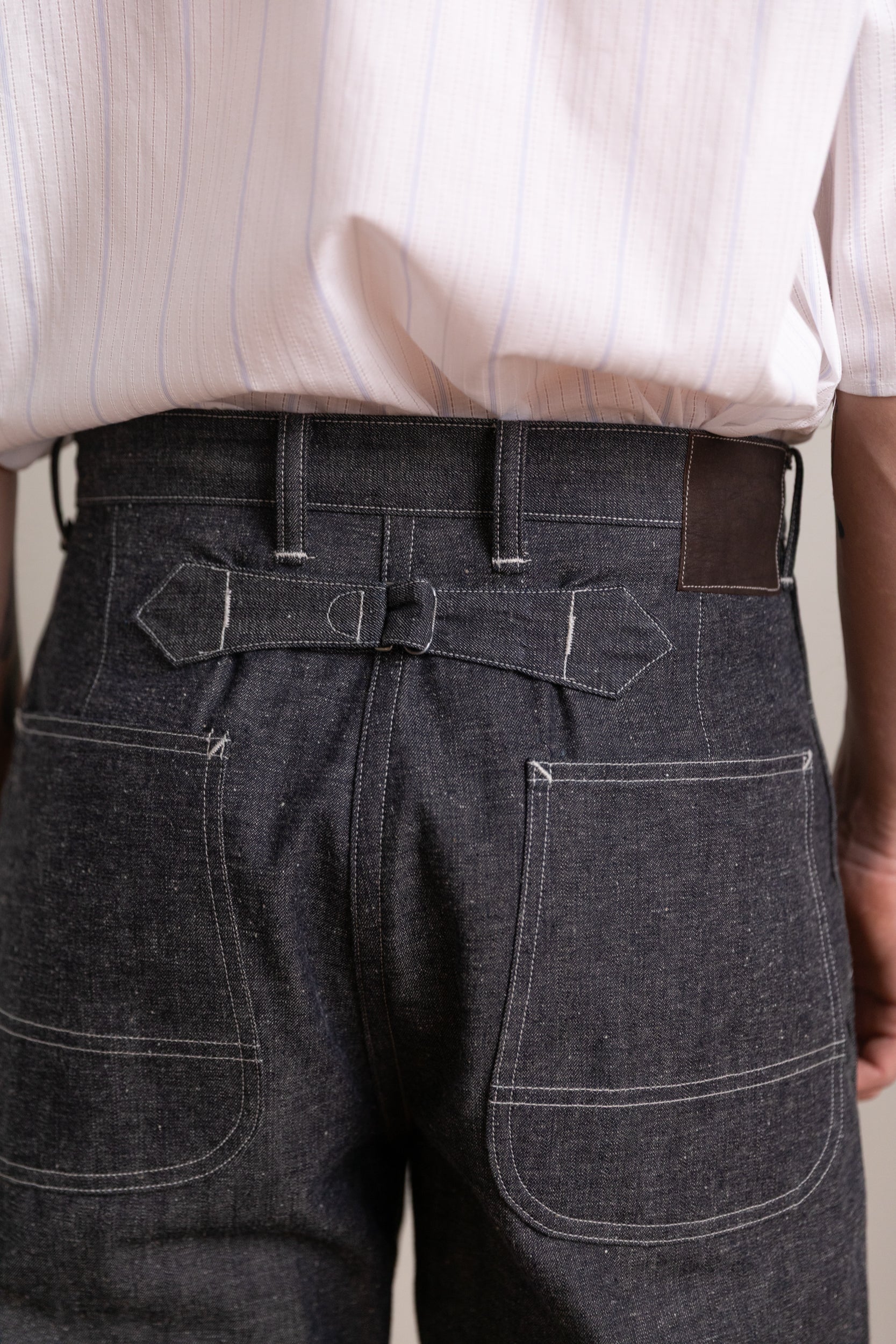 LOT 717 PAINTER PANTS WITH BUCKLE IN RAW INDIGO