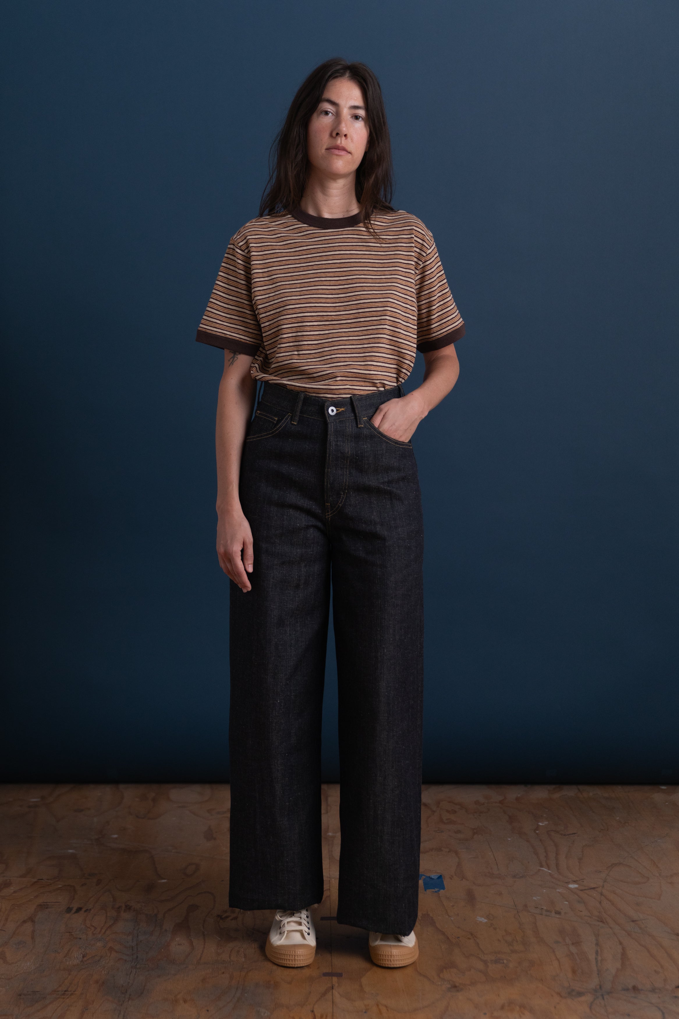 WIDE STRAIGHT TROUSERS IN RAW INDIGO