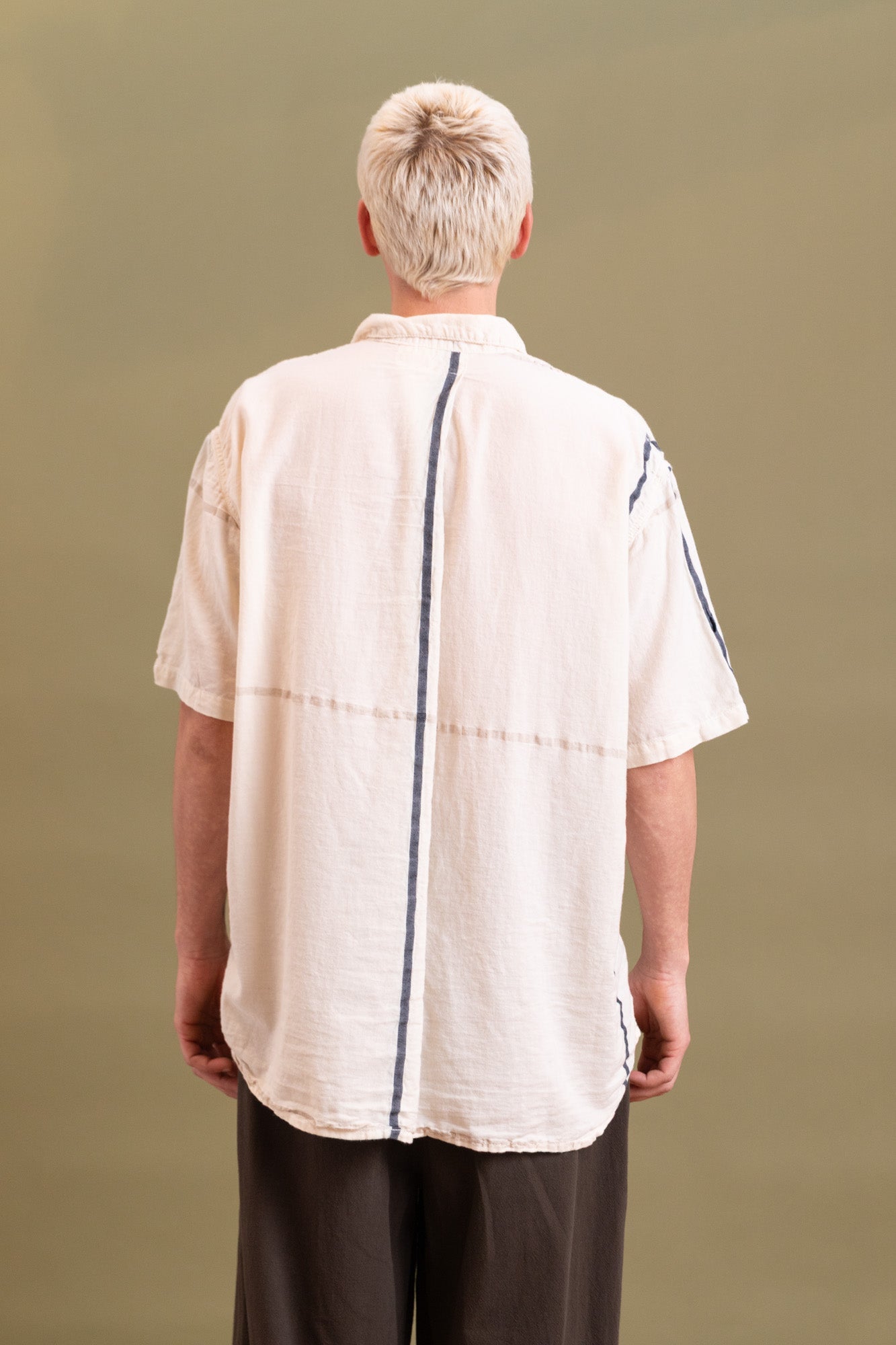 SHORT SLEEVE FLIPPED COLLAR SHIRT IN RINSED HANDKERCHIEF CHECK