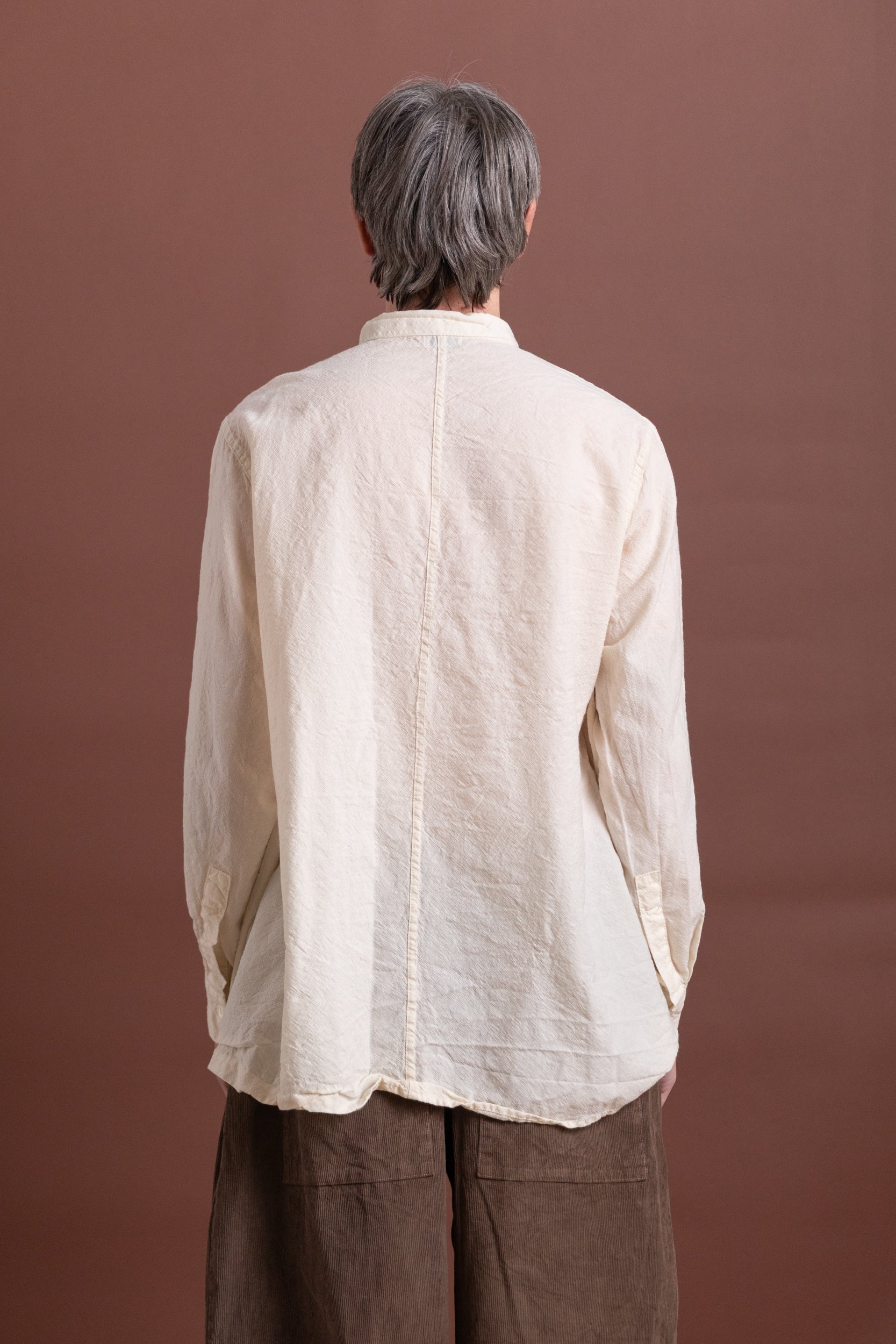PLASTRON SHIRT IN RINSED WOOL CALICO