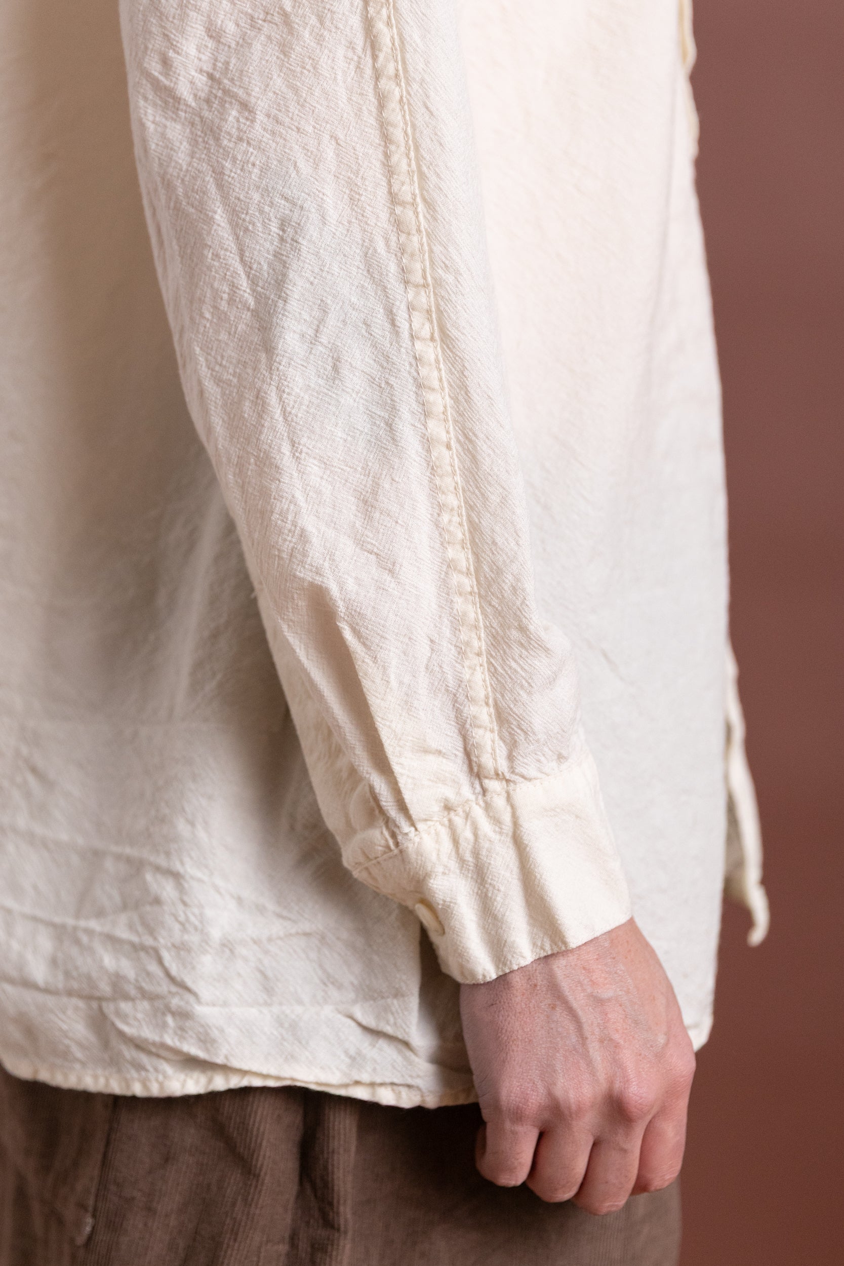 PLASTRON SHIRT IN RINSED WOOL CALICO