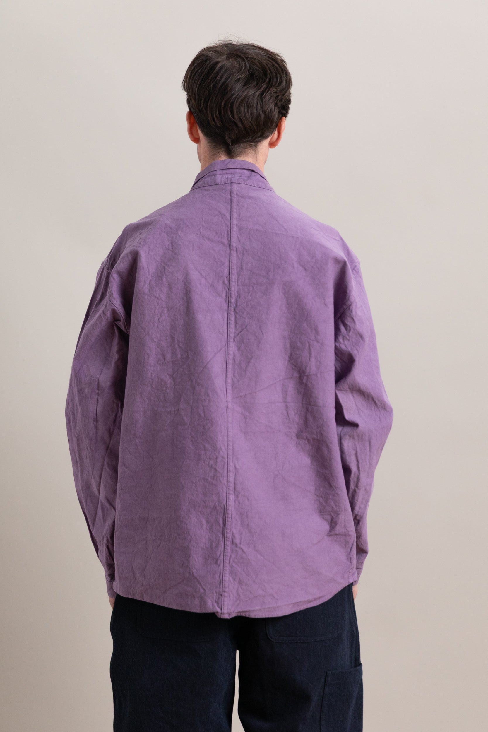 TYPE 401 PLEAT POCKET SHIRT IN PURPLE LOGWOOD COTTON DROPCLOTH