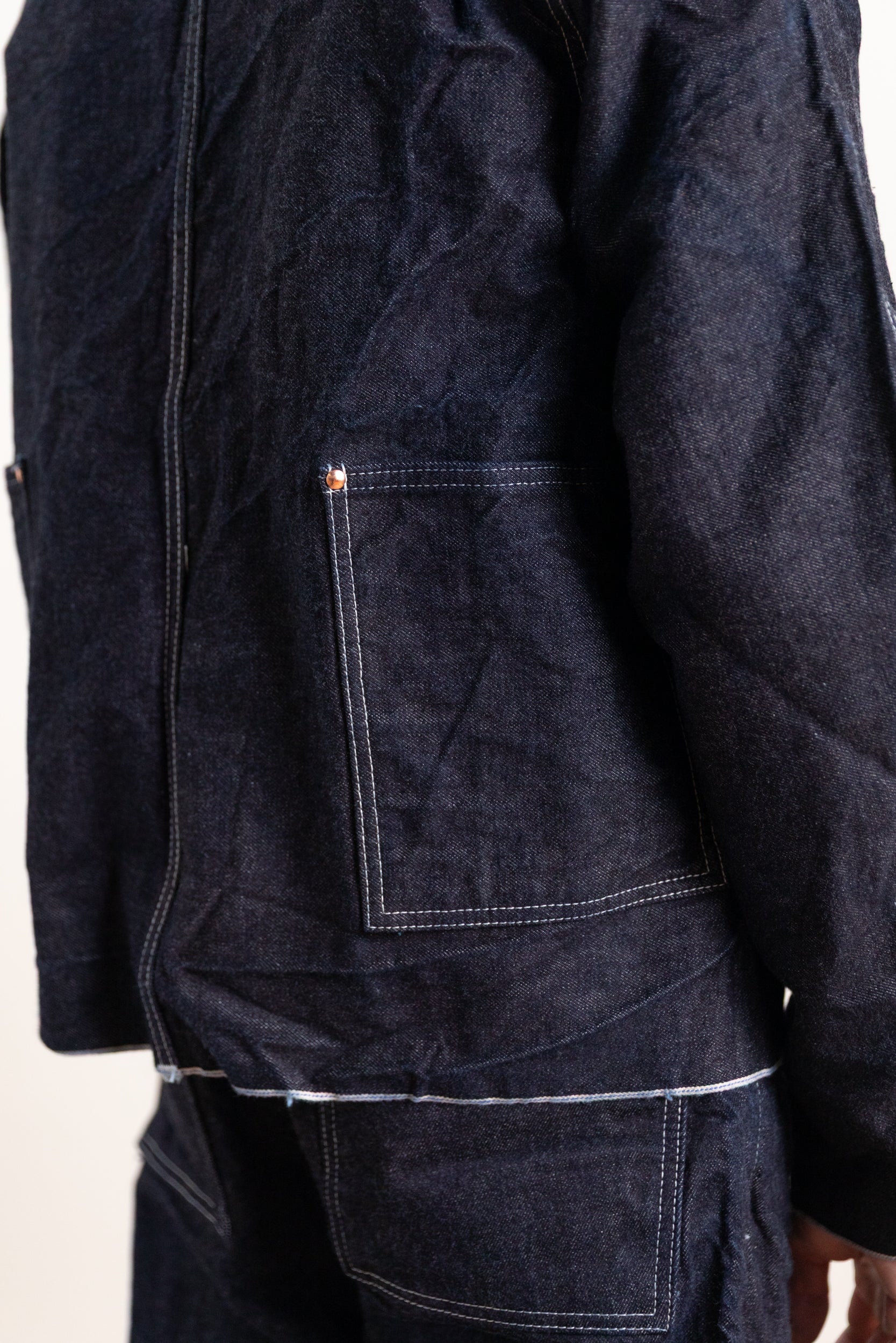 TYPE 904 CROSSCUT JEANS JACKET IN RINSED 16 OZ. SELVAGE DENIM