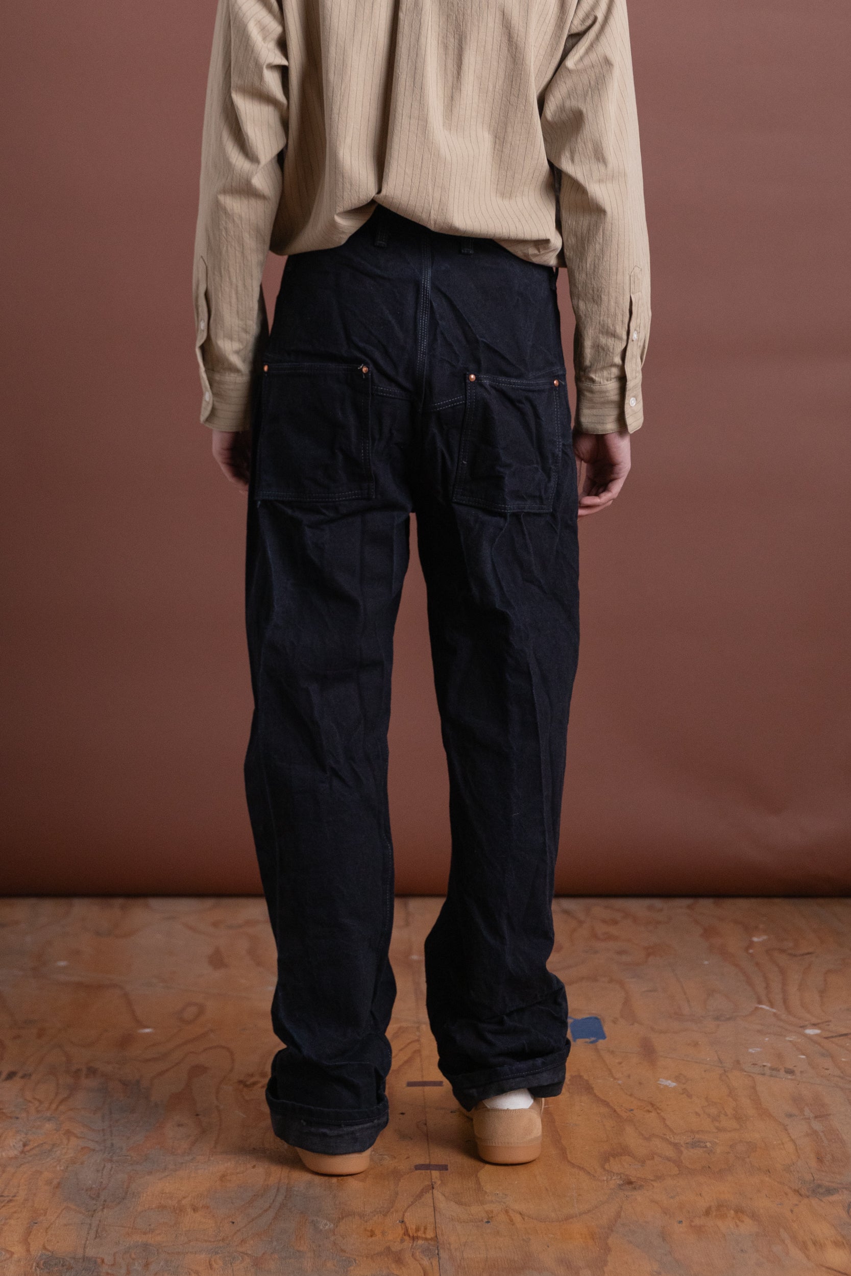 TYPER 124 WADER JEANS IN CHESTNUT DYED 16OZ SELVEDGE DENIM