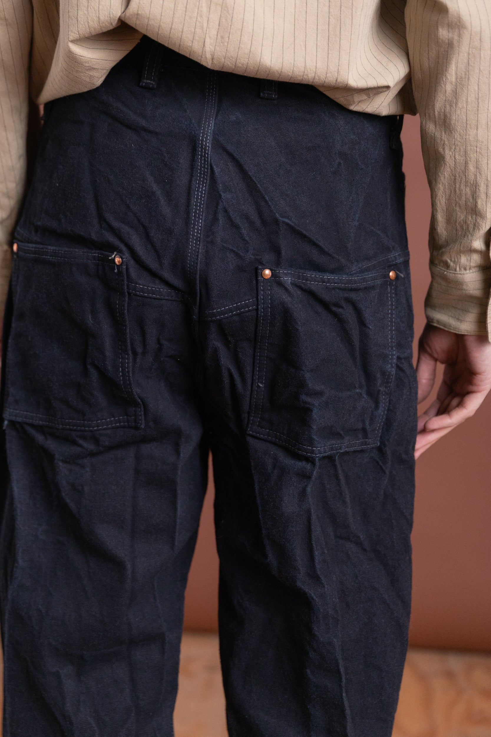 TYPER 124 WADER JEANS IN CHESTNUT DYED 16OZ SELVEDGE DENIM