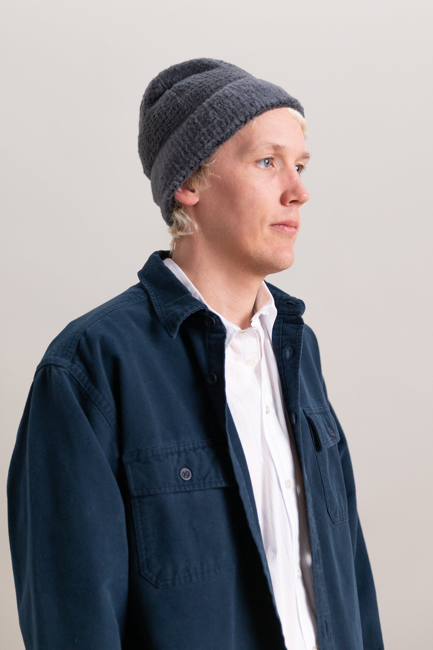 HIGH LOFT WOOL BEANIE IN ANTHRACITE