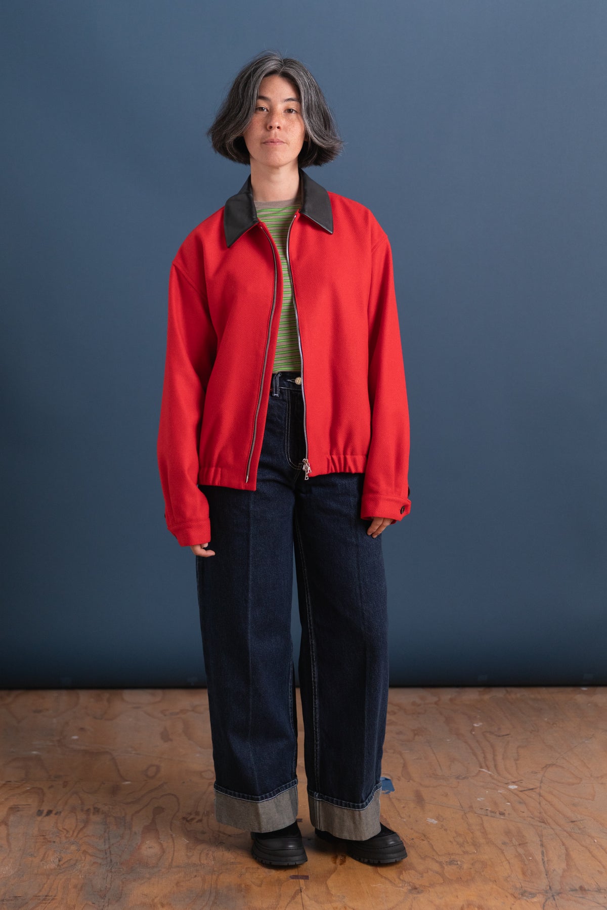 HARRINGTON JACKET IN RED WOOL SERGE