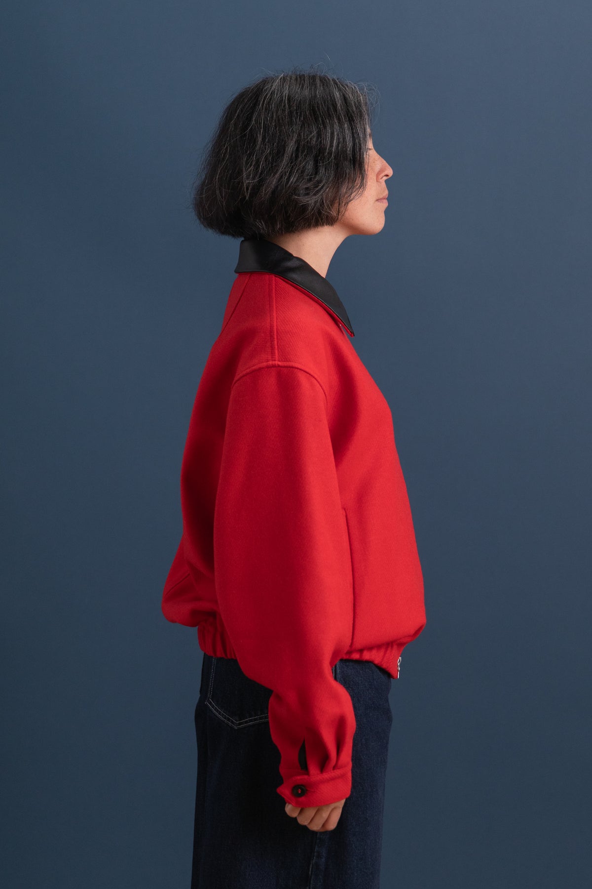 HARRINGTON JACKET IN RED WOOL SERGE
