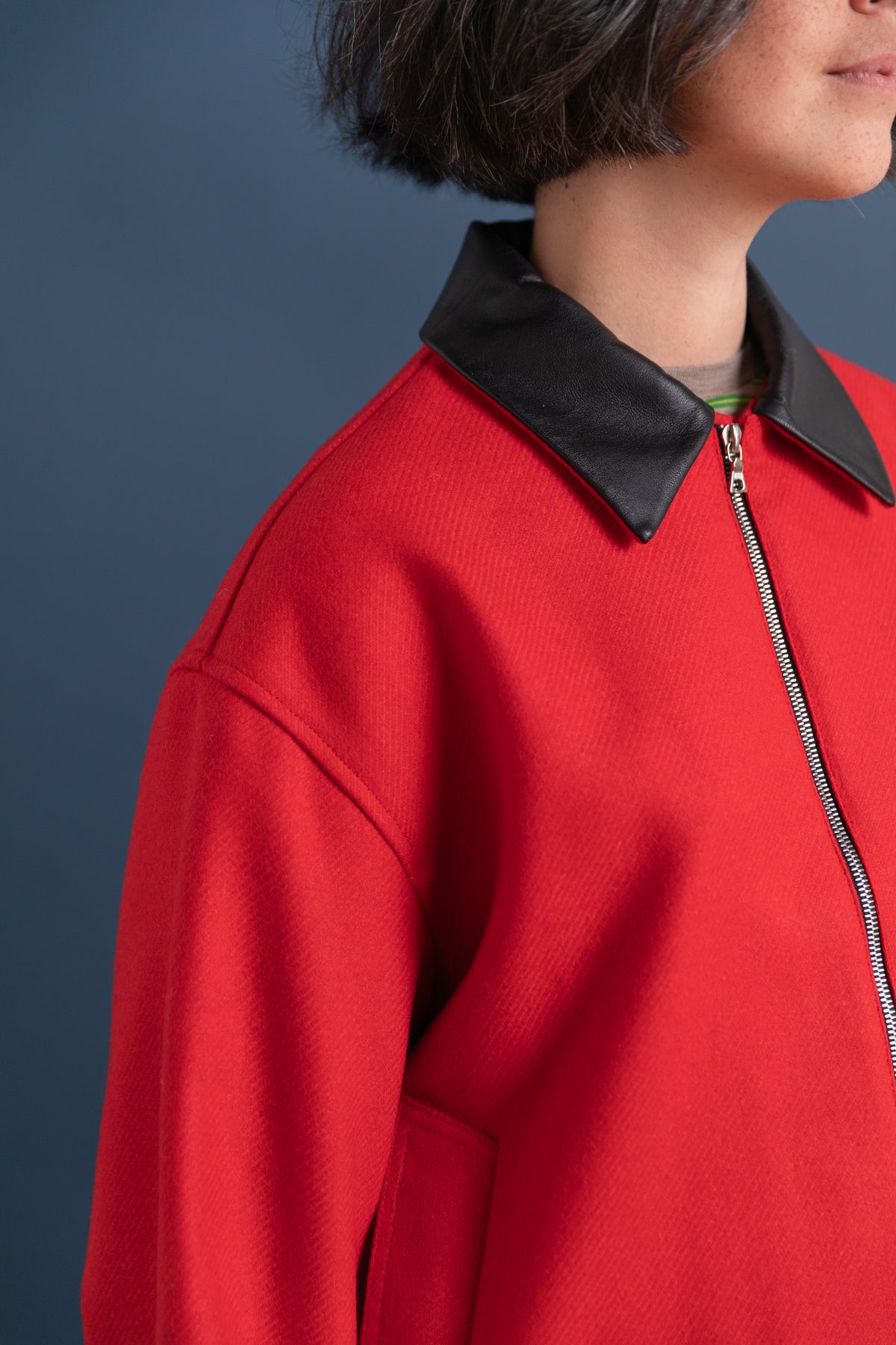 HARRINGTON JACKET IN RED WOOL SERGE