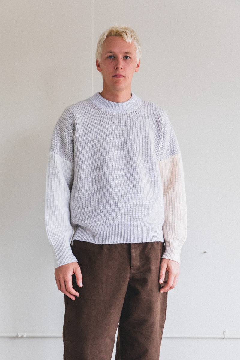 LAERKE SWEATER IN BEIGE ONE-OF-A-KIND RECYCLED YARN