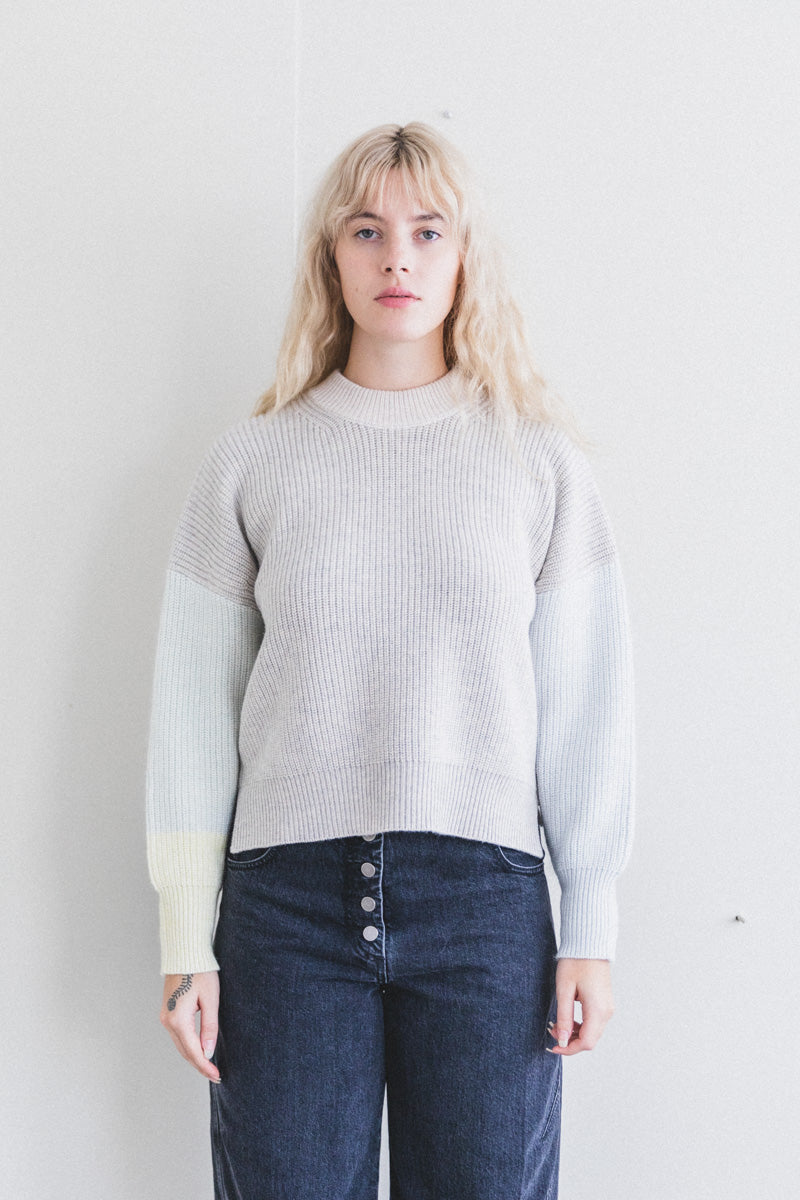 LAERKE SWEATER IN BEIGE ONE-OF-A-KIND RECYCLED YARN