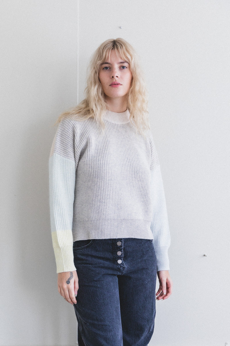 LAERKE SWEATER IN BEIGE ONE-OF-A-KIND RECYCLED YARN