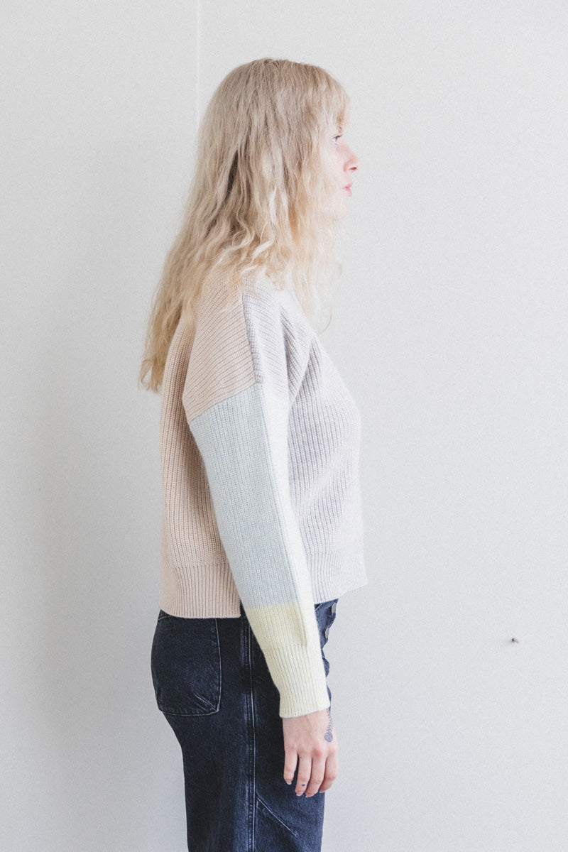 LAERKE SWEATER IN BEIGE ONE-OF-A-KIND RECYCLED YARN