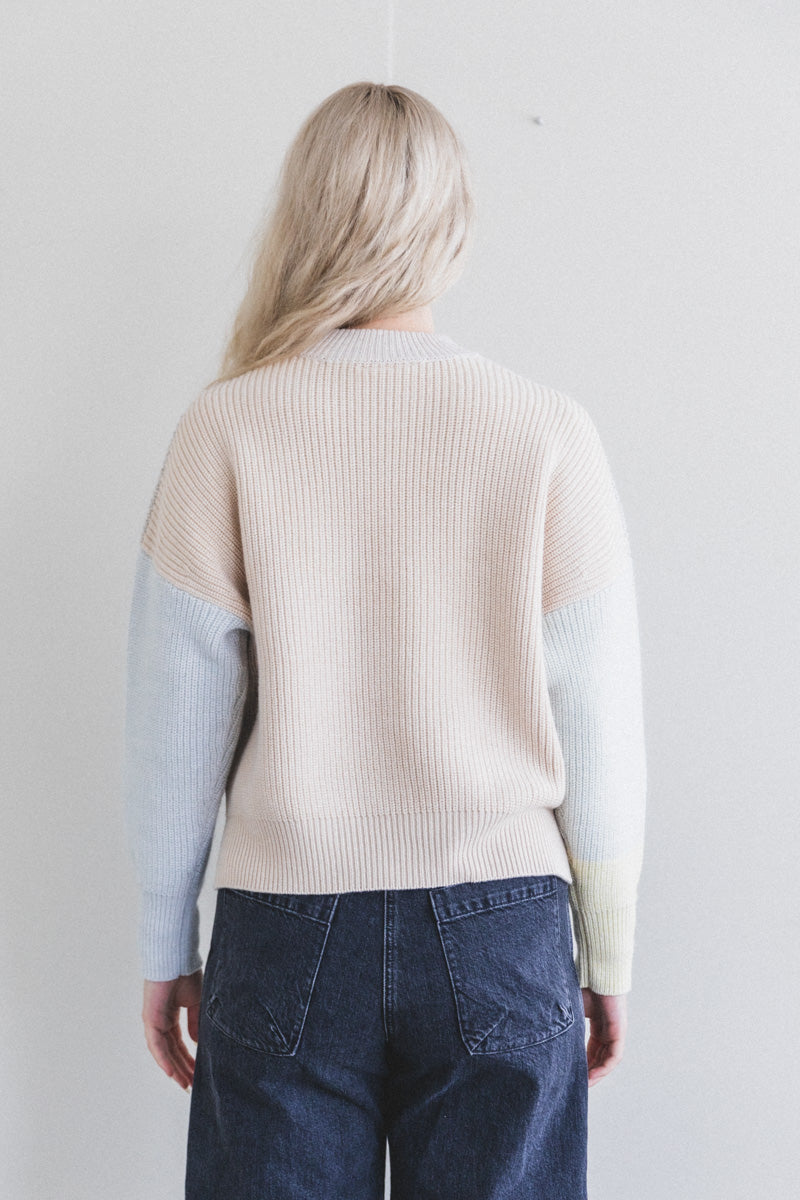 LAERKE SWEATER IN BEIGE ONE-OF-A-KIND RECYCLED YARN