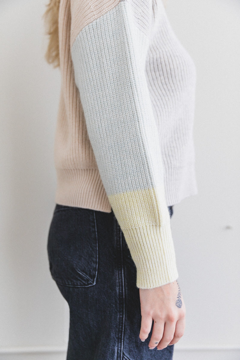LAERKE SWEATER IN BEIGE ONE-OF-A-KIND RECYCLED YARN