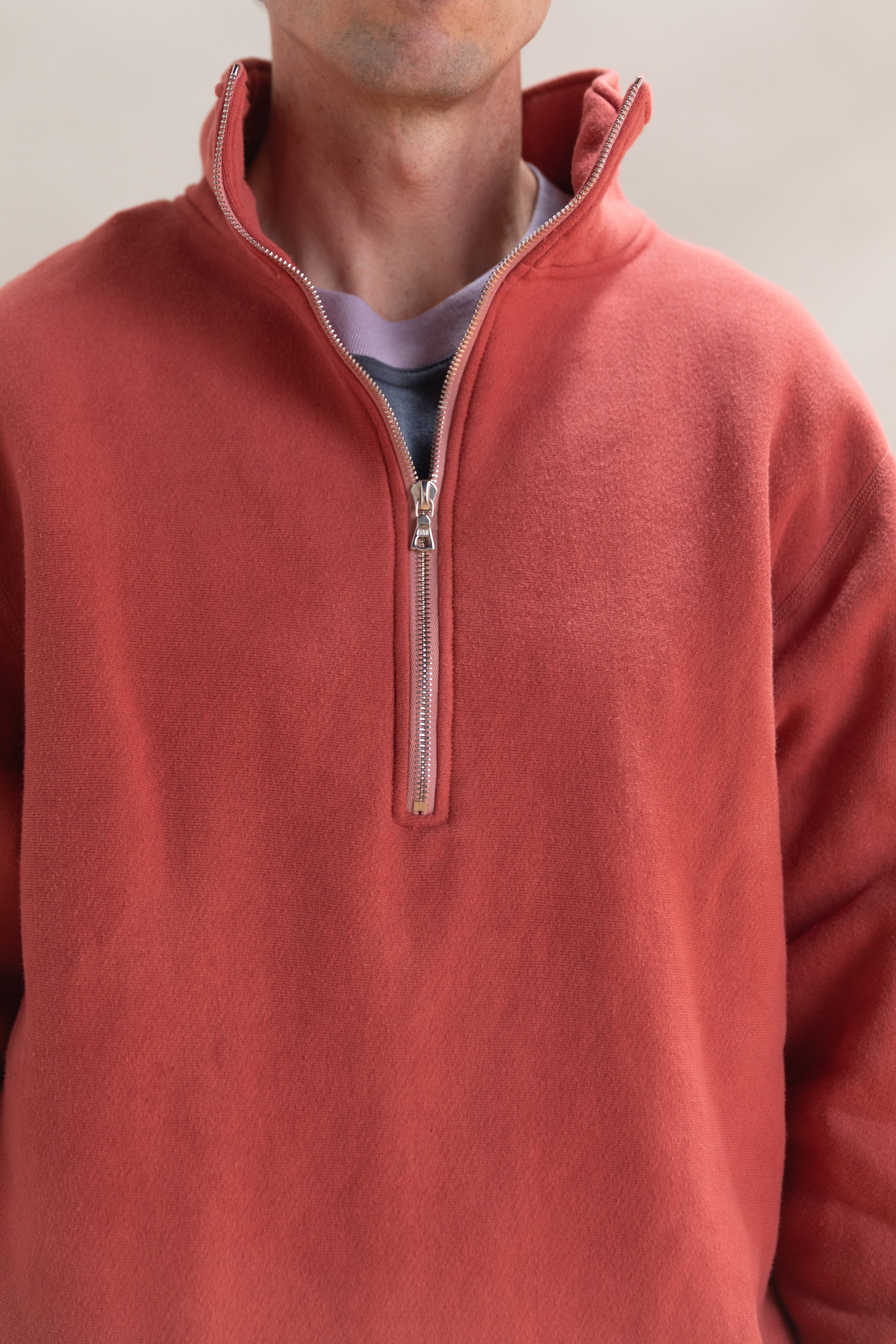 AIRPORT HALF-ZIP SWEATSHIRT IN NATURALLY DYED CHERRY